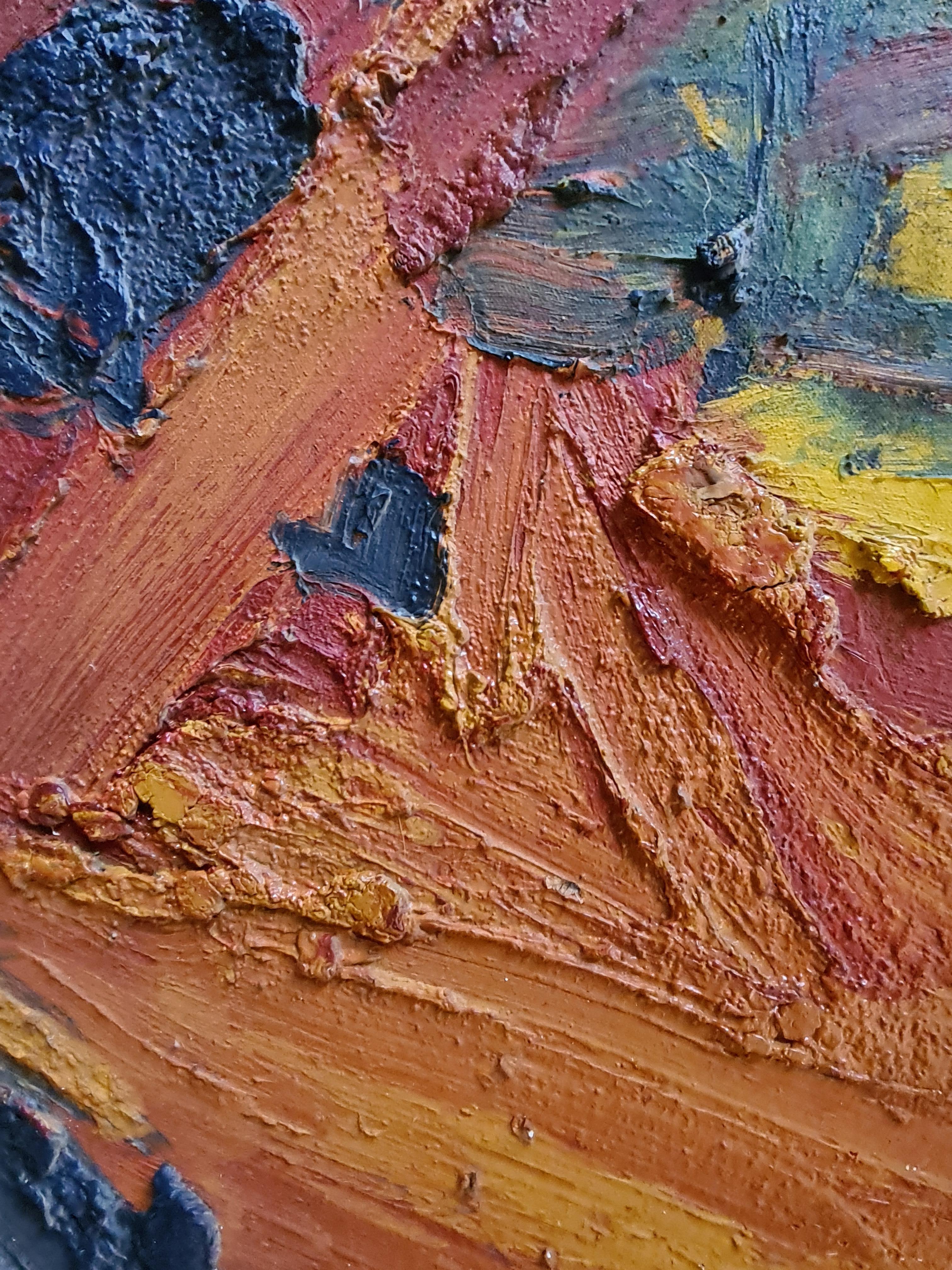  Expressionistisches abstraktes großes Öl auf Leinwand, Le Pèlerin im Angebot 1