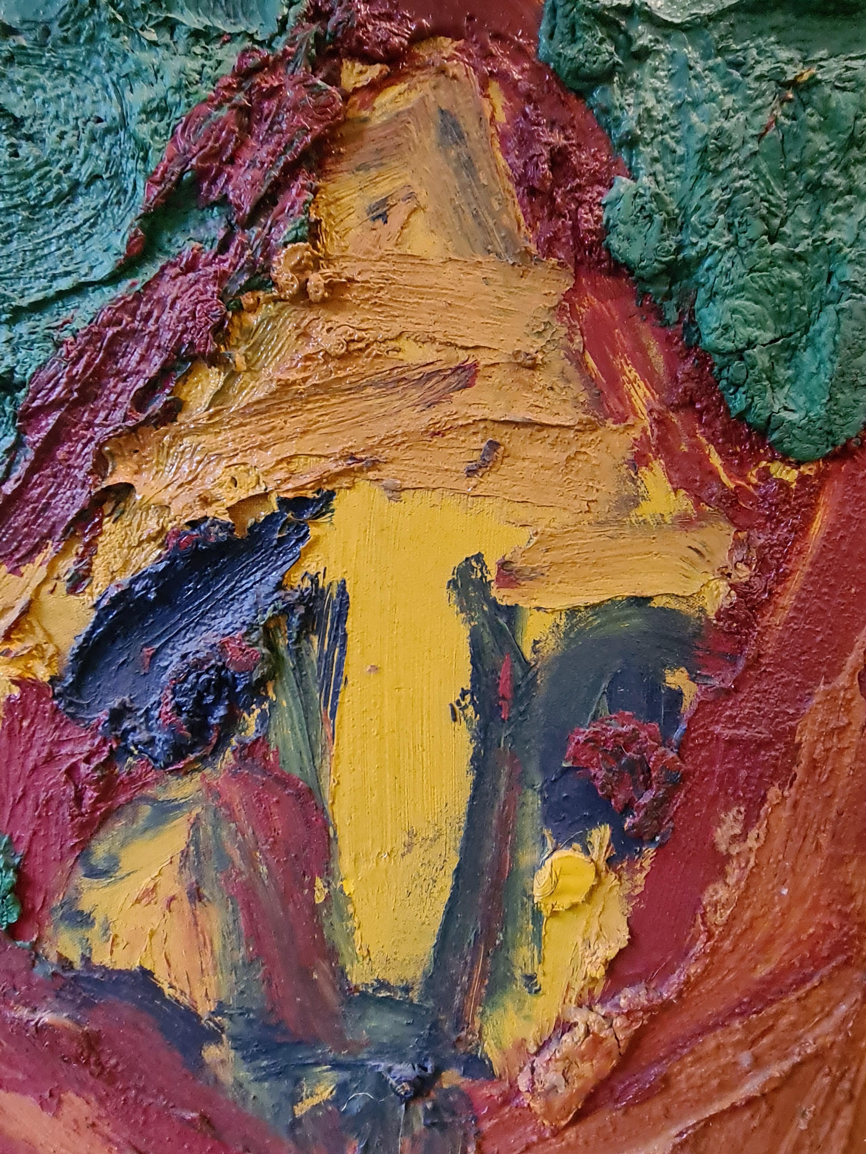  Expressionistisches abstraktes großes Öl auf Leinwand, Le Pèlerin im Angebot 3