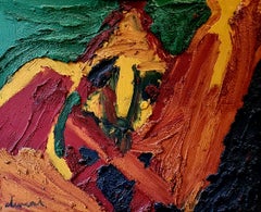  Expressionistisches abstraktes großes Öl auf Leinwand, Le Pèlerin