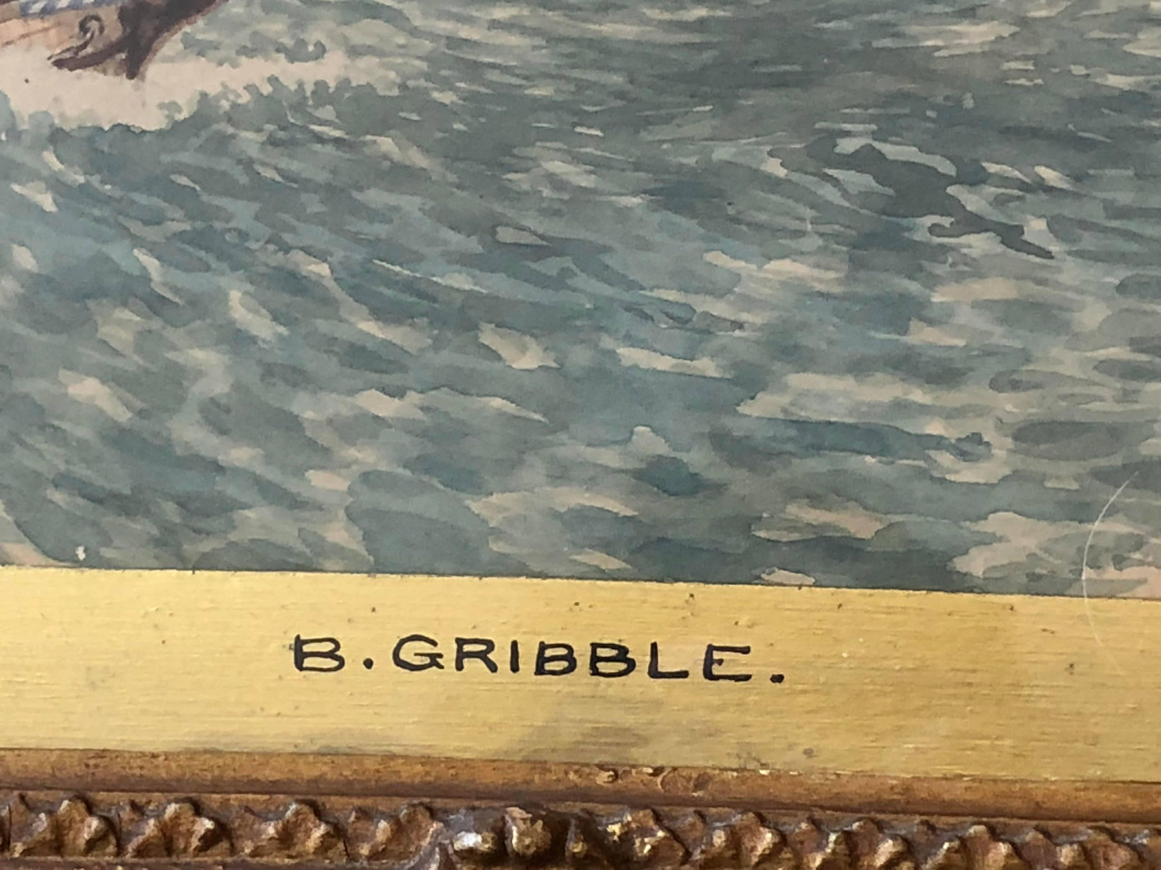 English Bernard Finnegan Gribble, British Marine Watercolor Illustration For Sale