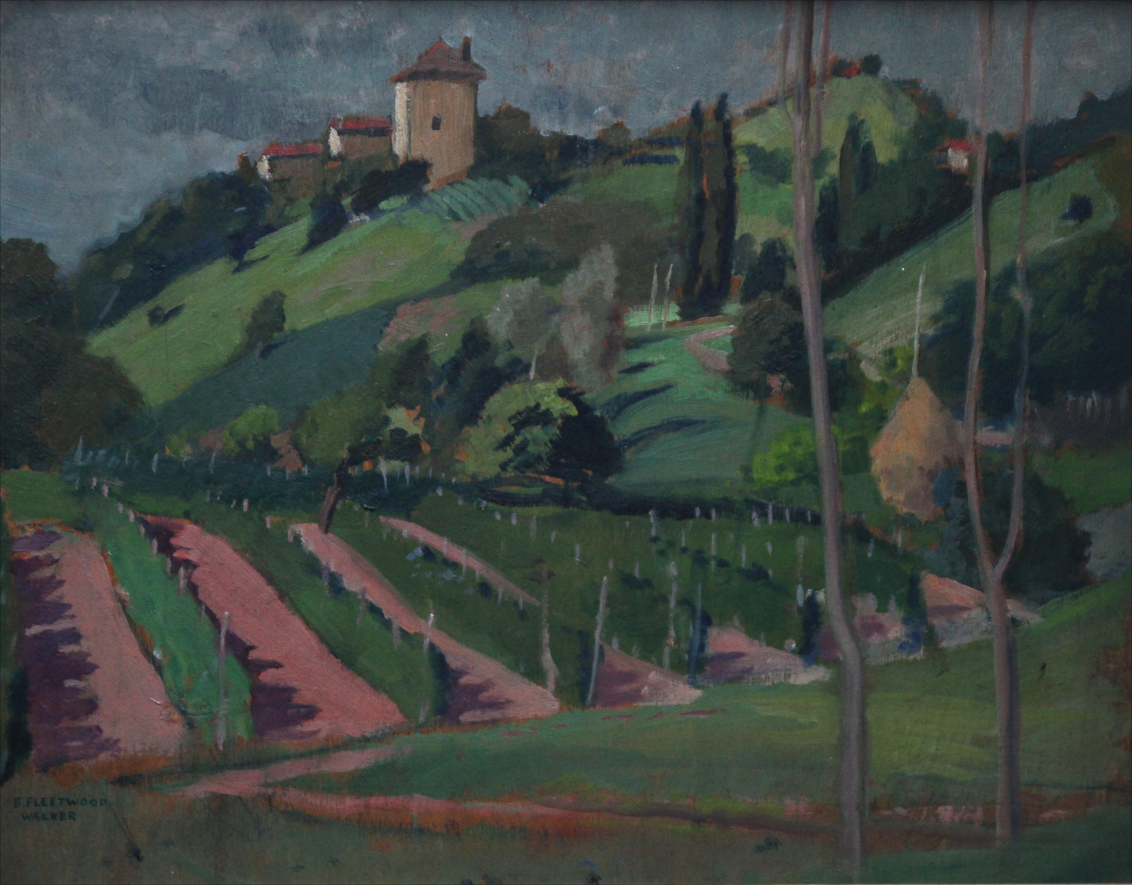 Französische Vineyard-Landschaft – britisches postimpressionistisches Ölgemälde aus den 1920er Jahren im Angebot 3
