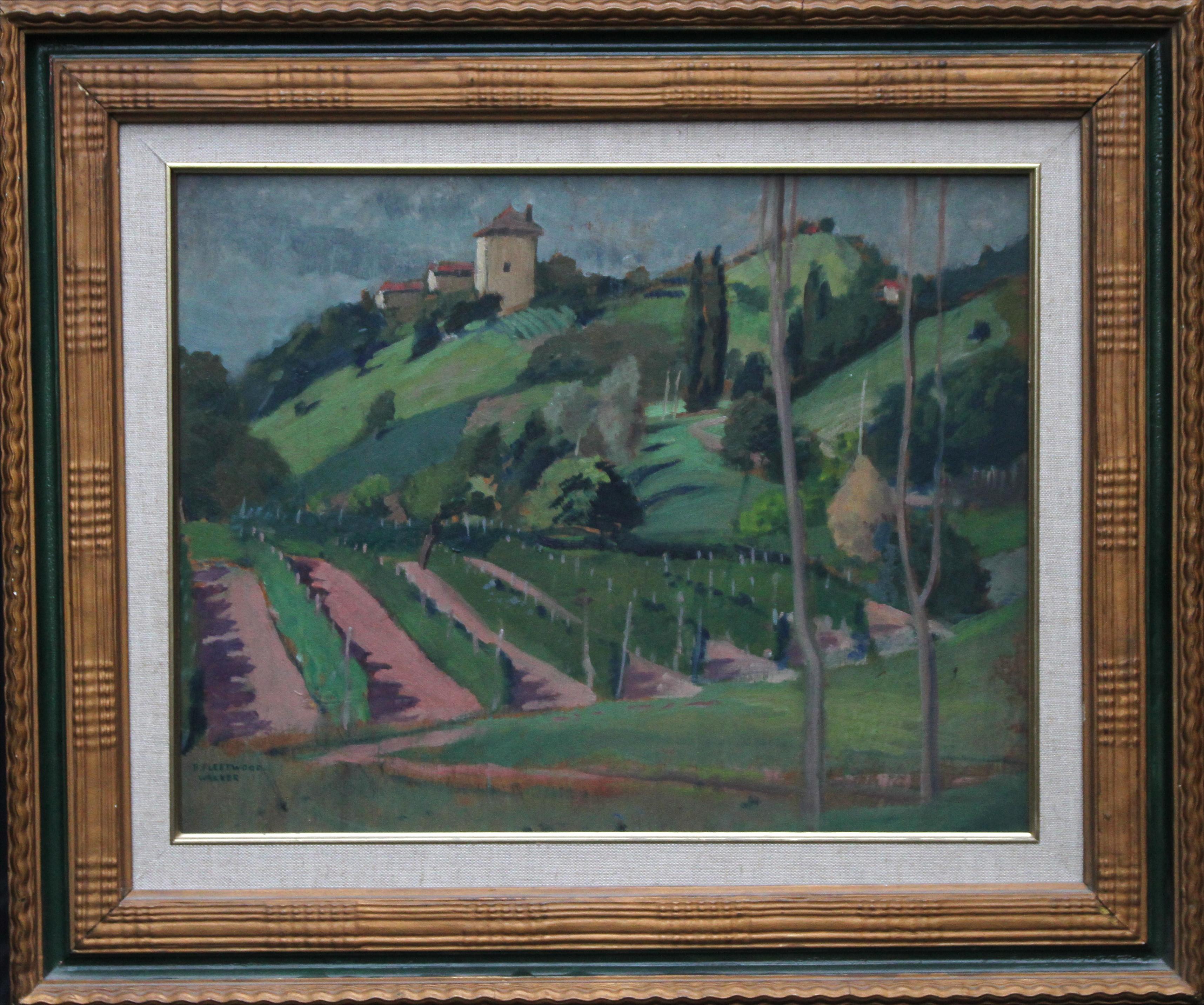 Bernard Fleetwood Walker Landscape Painting - French Vineyard Landscape - British Post Impressionist 1920's art oil painting