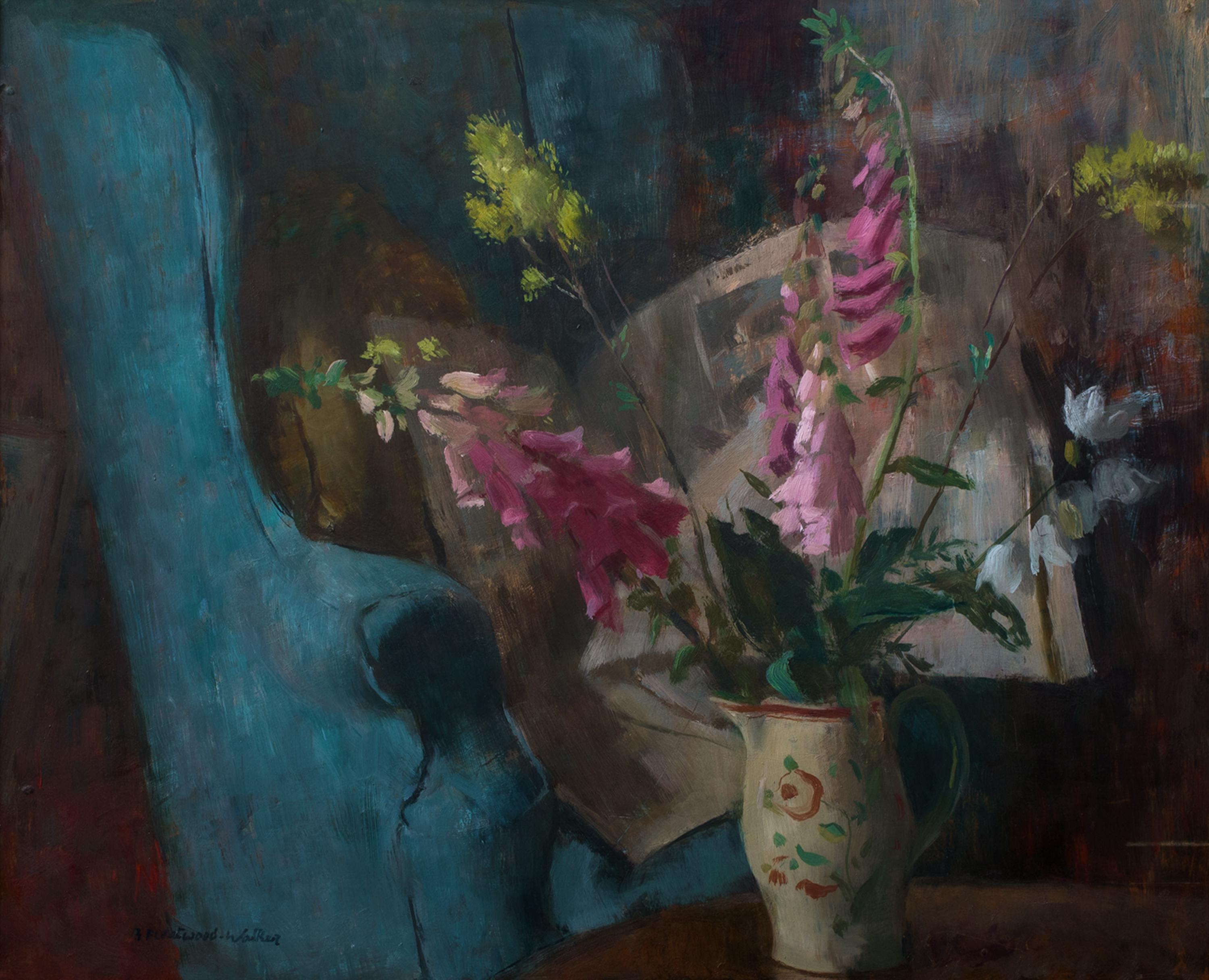 Interior Still Life With Flowers - Painting by Bernard Fleetwood Walker
