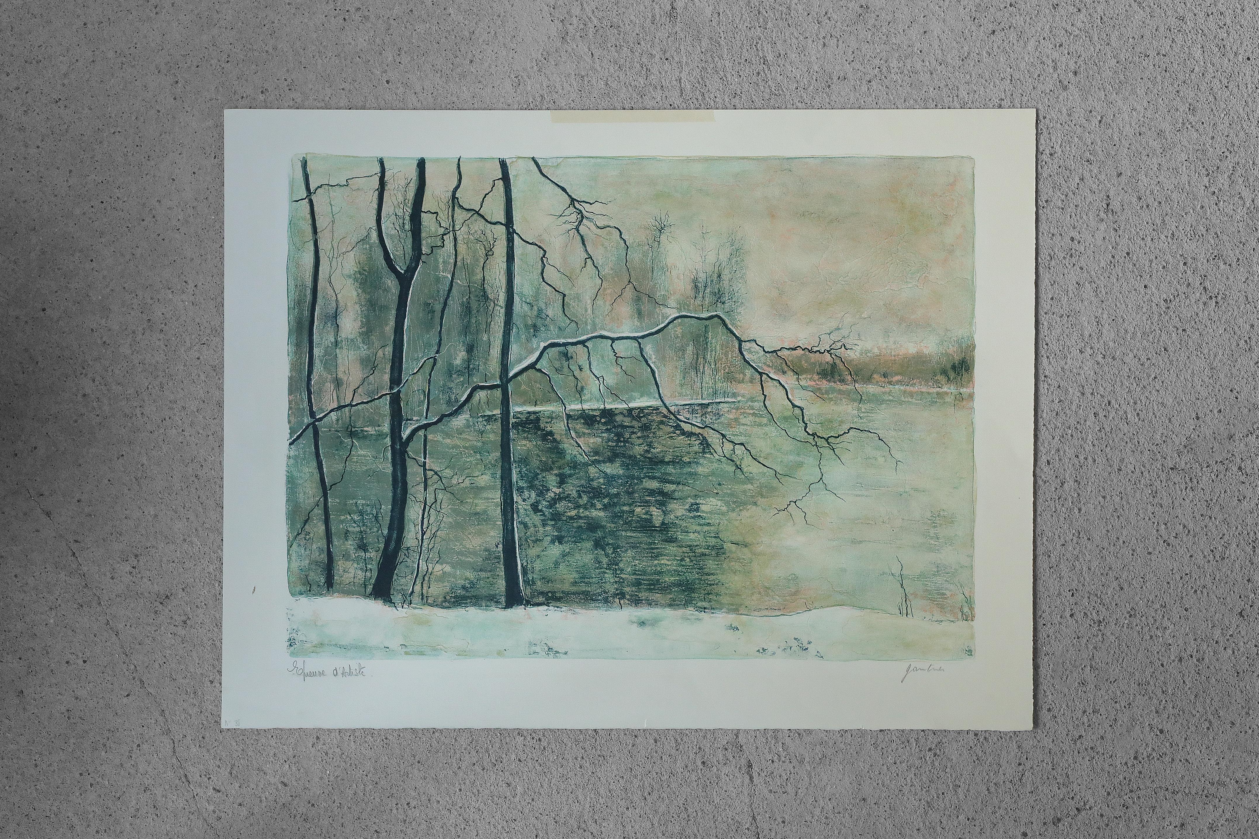 Bernard Gantner, Lac Hivernal Aux Voges, 1970s
Lithograph on woven paper
Number 38
The work is signed by the artist and individually numbered (pencil)
Sheet dimensions 50/65
Unframed work

Bernard Gantner (1928 - 2018) was a French painter. He is