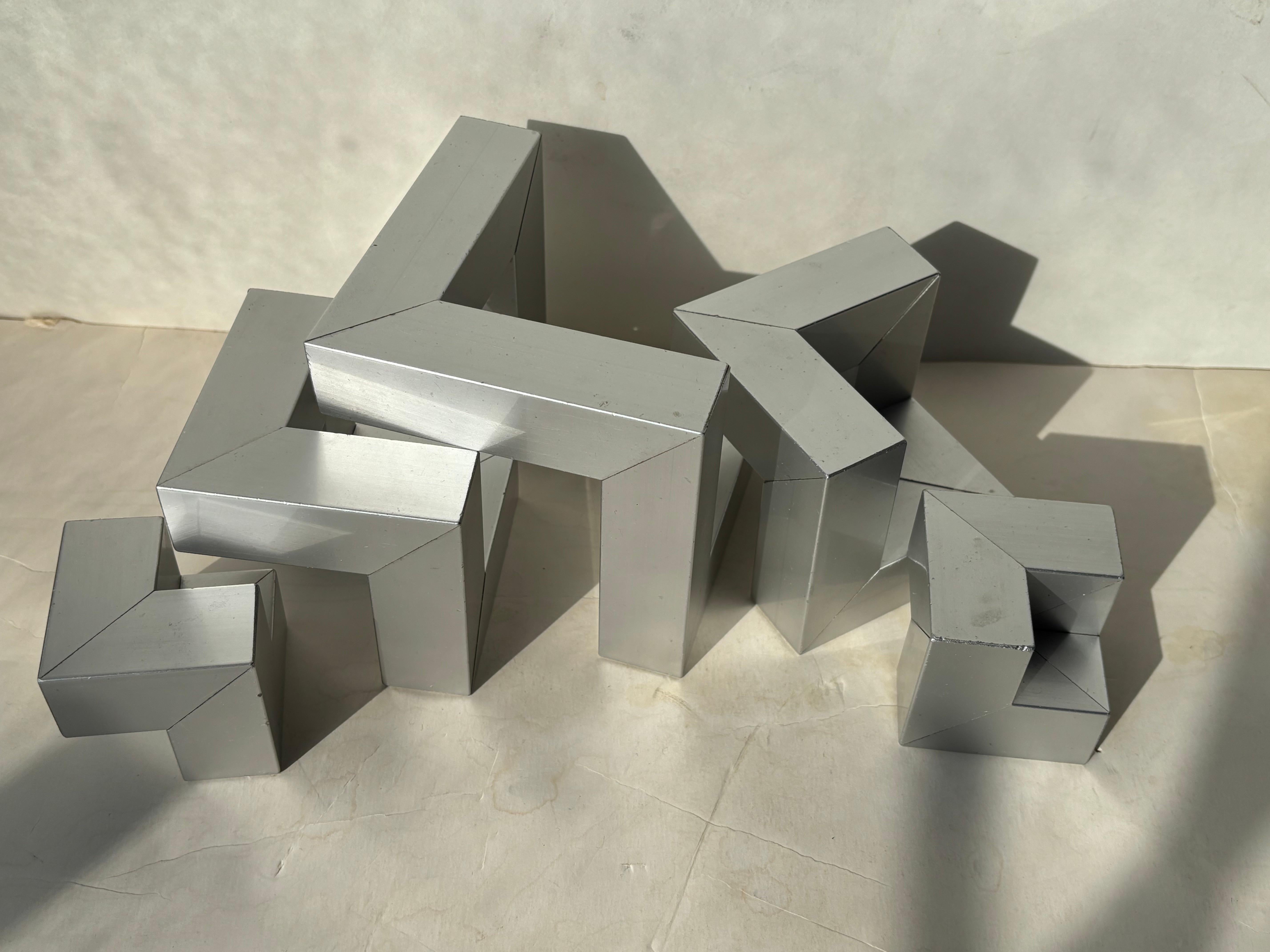 Francese Bernard Girette puzzle in alluminio scultura astratta, titolo  Le Pentac . in vendita