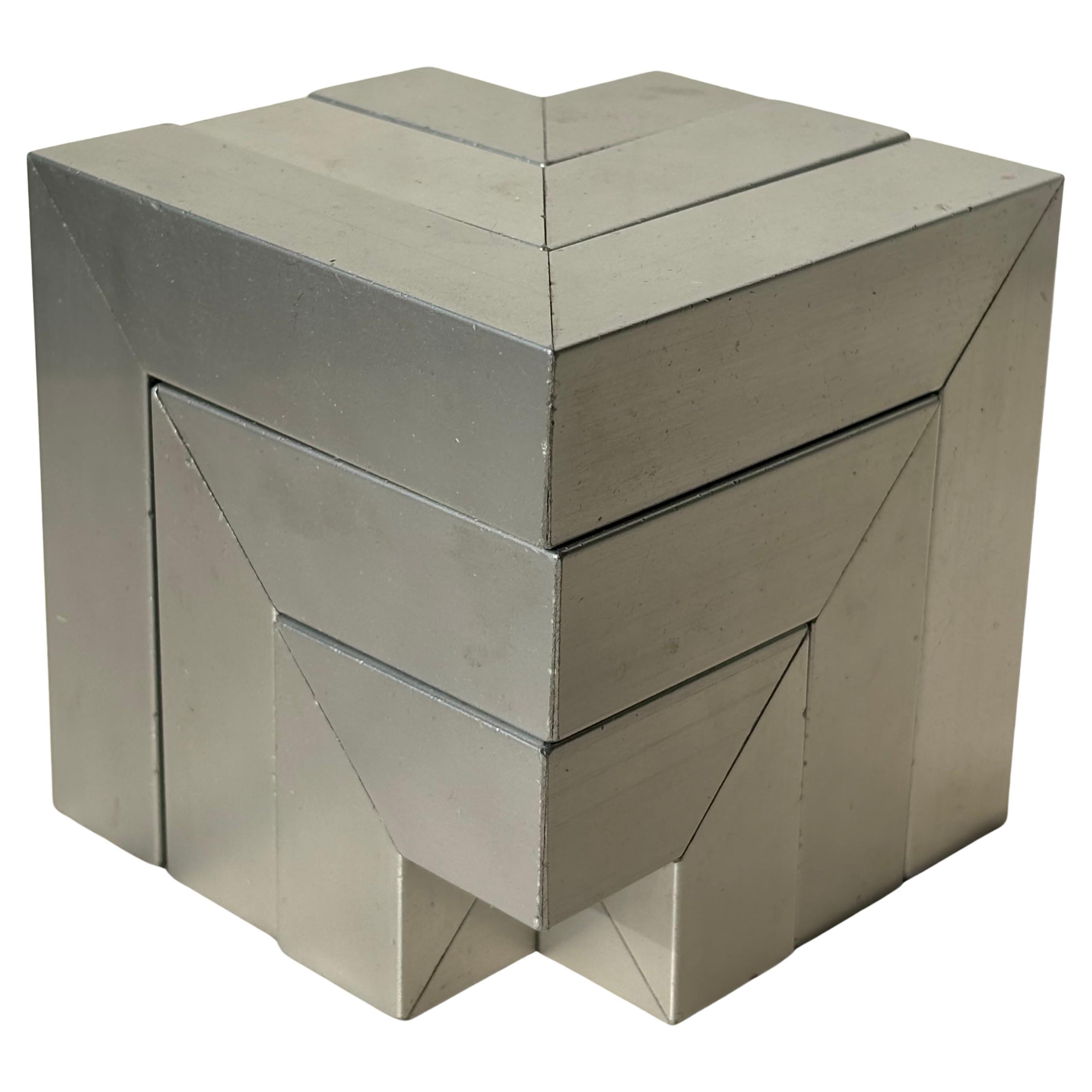 Bernard Girette puzzle aluminum abstract sculpture, titel  Le Pentac .