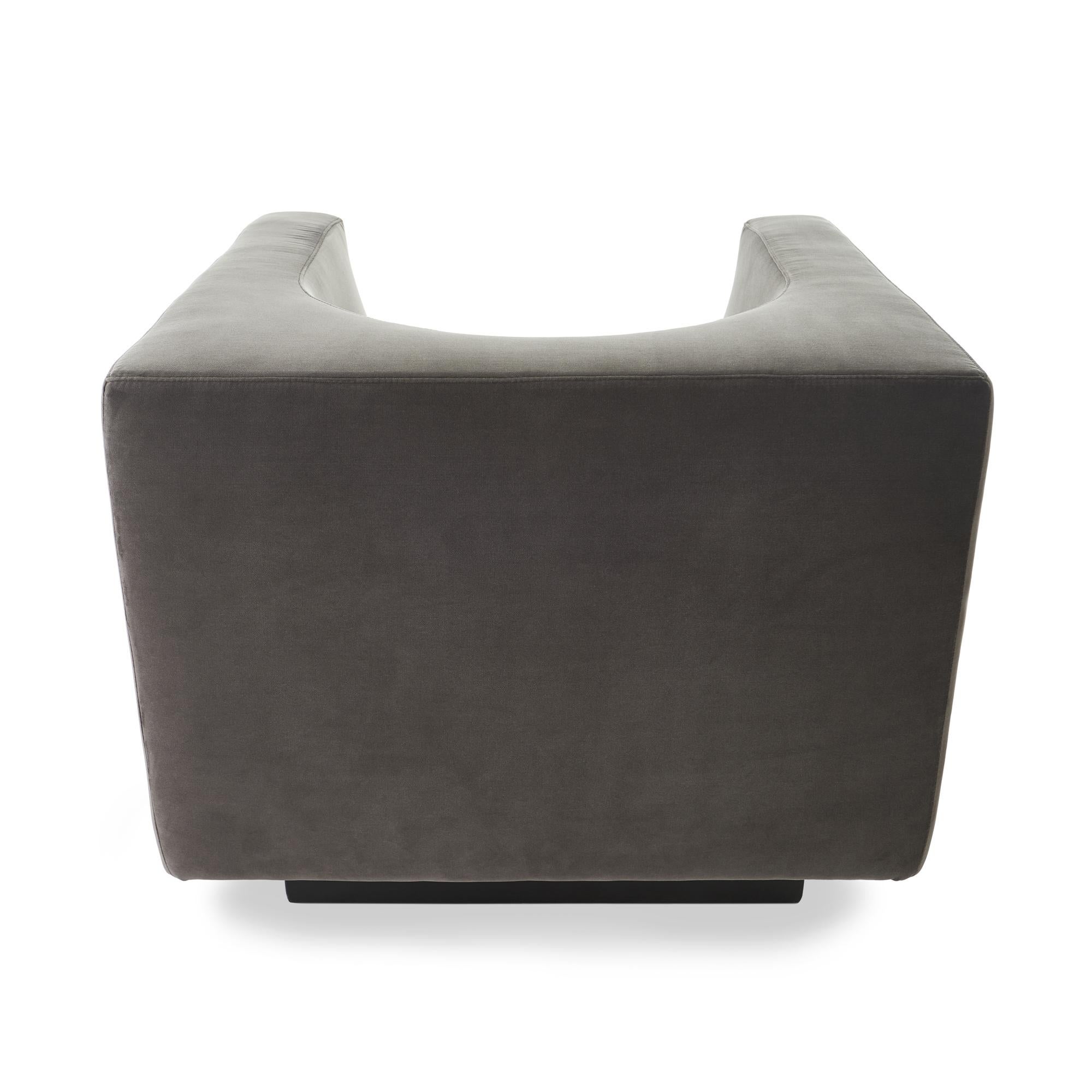 Mid-Century Modern Modern Grey Bernard Govin Saporiti Cube Armchair Pair