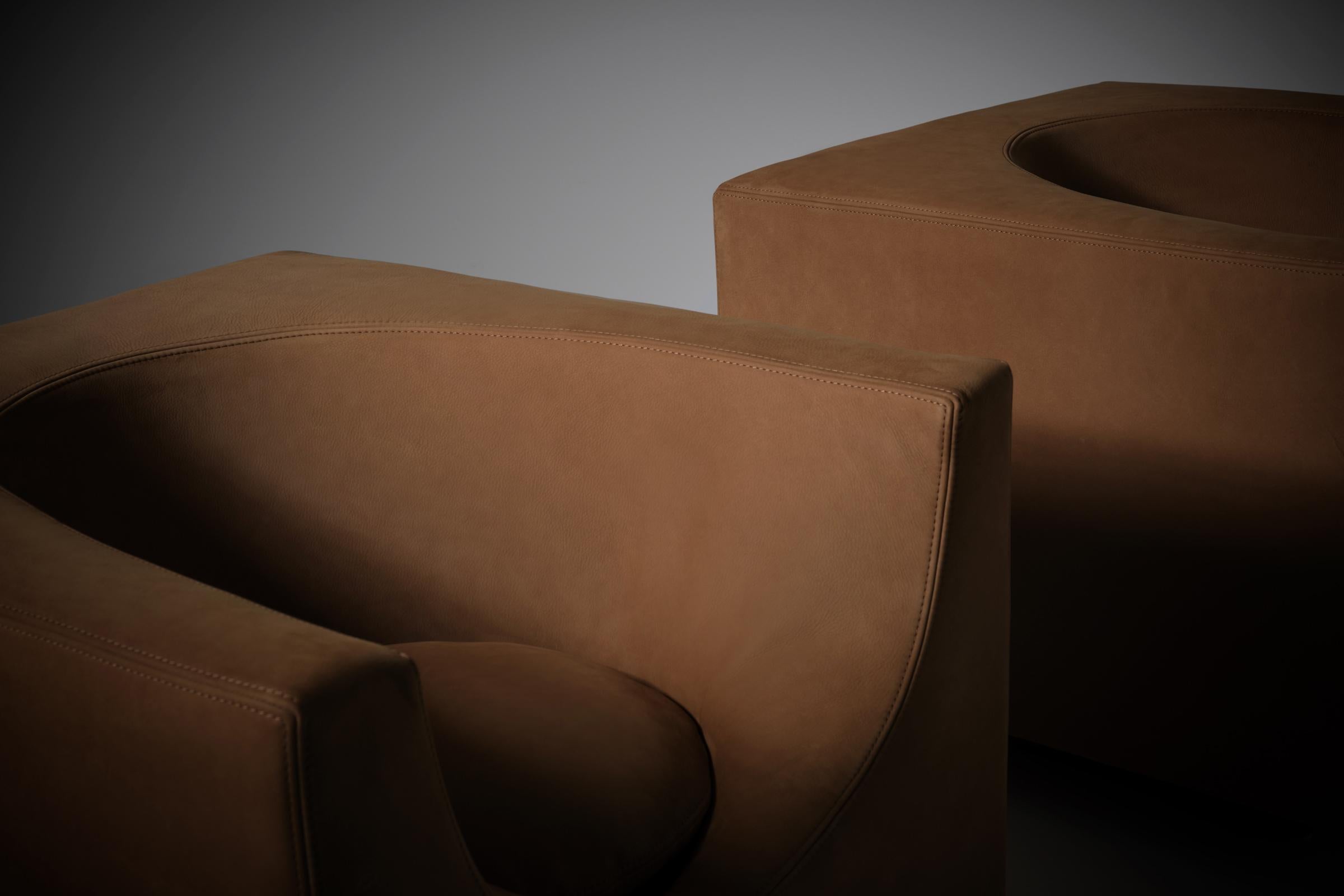 Italian Bernard Govin pair of ‘Elliptique’ armchairs for Saporiti Italia, 1960s