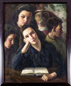 Sogno ad occhi aperti (pittura ad olio su tela dell'epoca WPA)
