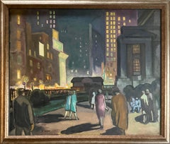 42nd Street Library NYC American Scene Ashcan WPA Modern 20th Century Realism