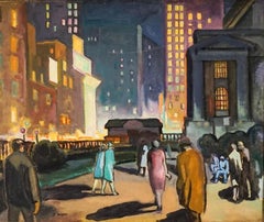 42nd Street Library NYC American Scene Ashcan WPA Modern 20th Century Realism