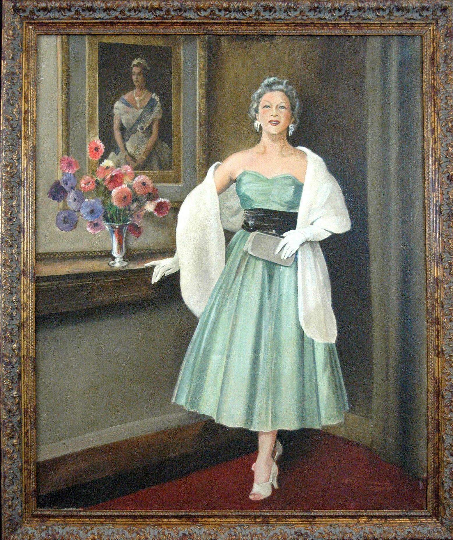 Bernard Hailstone (British 1910 - 1987); Posing with the Queen Portrait; oil on  For Sale 1
