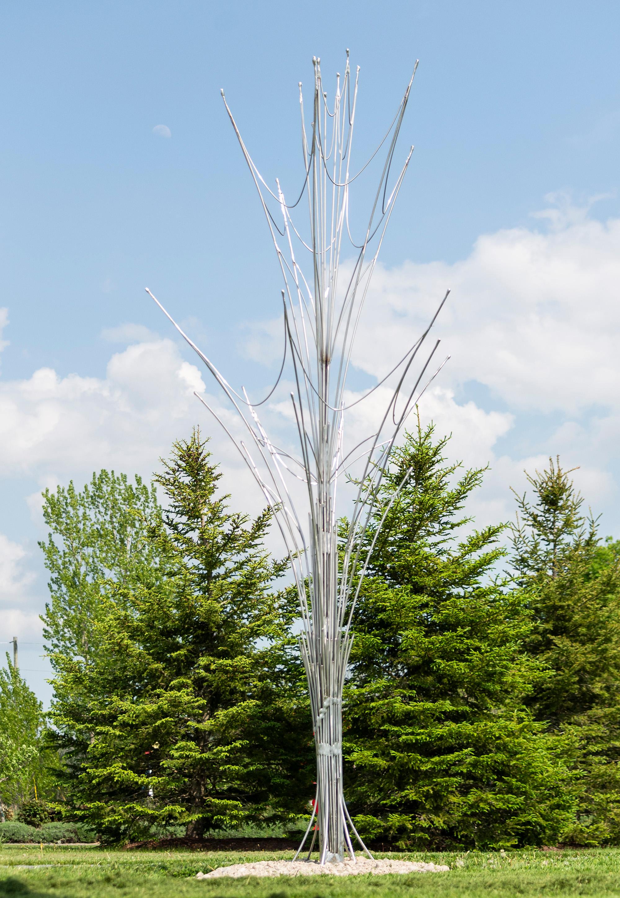 Geyser - tall, contemporary, abstract, stainless steel, outdoor, sculpture For Sale 2