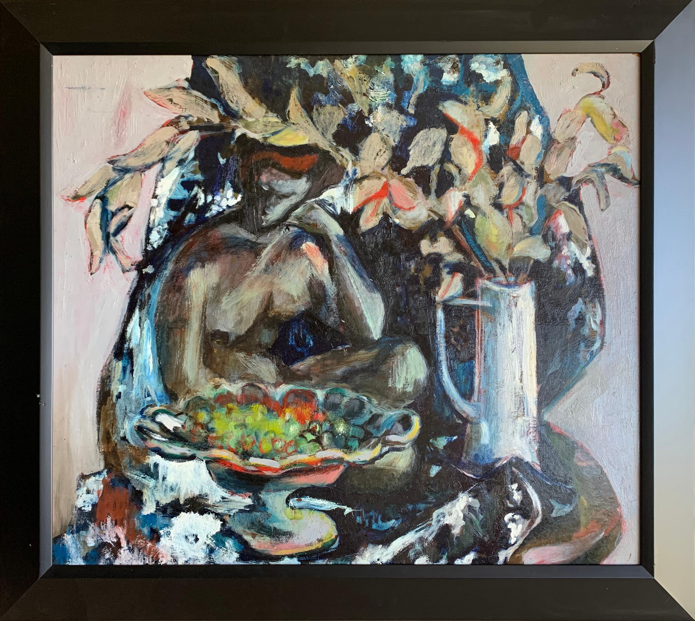 Nature morte expressionniste sur table par un artiste de Philadelphie - Painting de Bernard Harmon