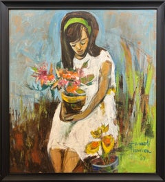 Ragazza con vaso di fiori, ritratto espressionista dell'artista di Philadelphia