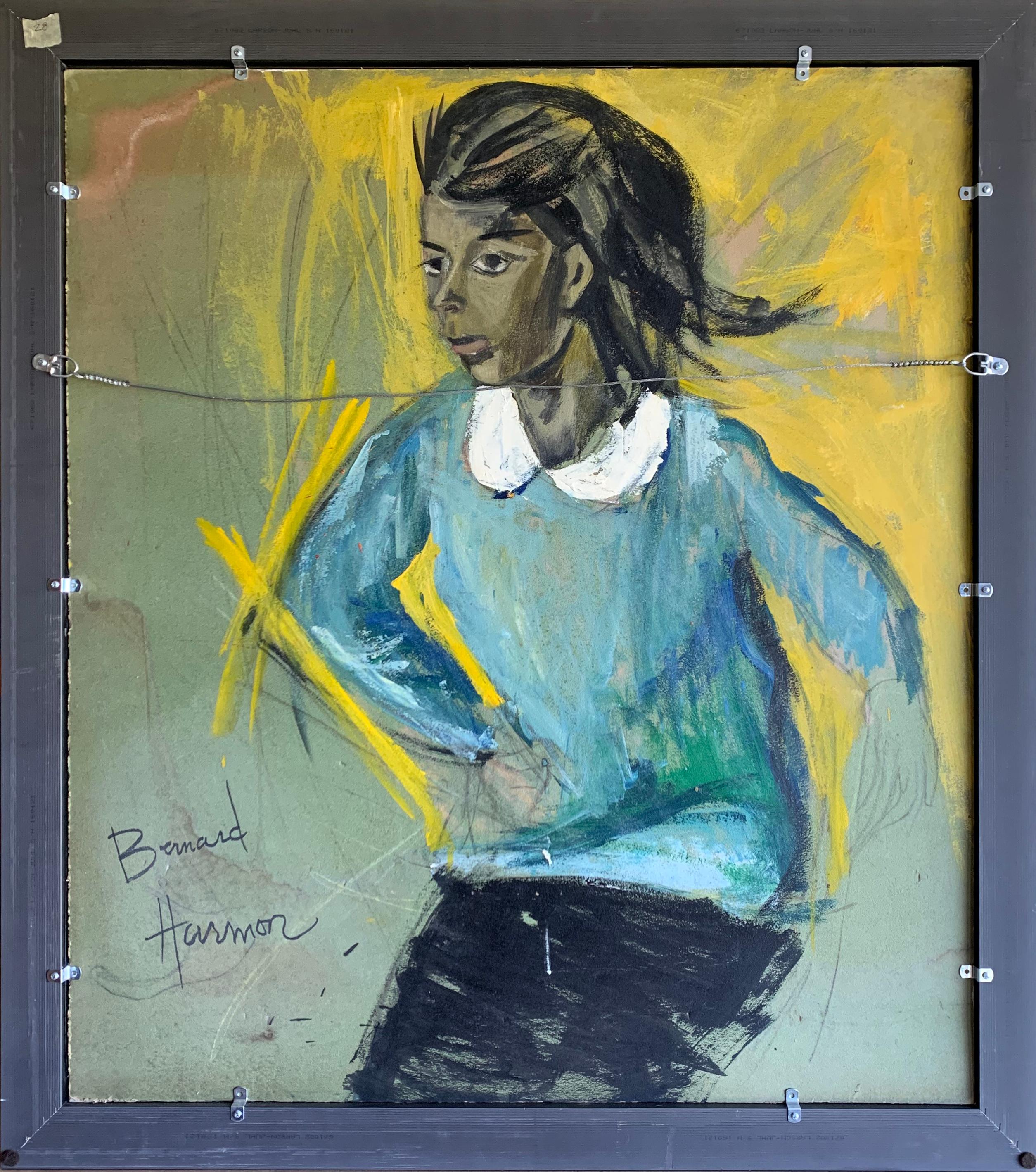 Girl with Ribbon in Hair, Expressionist Portrait by Philadelphia Artist - Painting by Bernard Harmon
