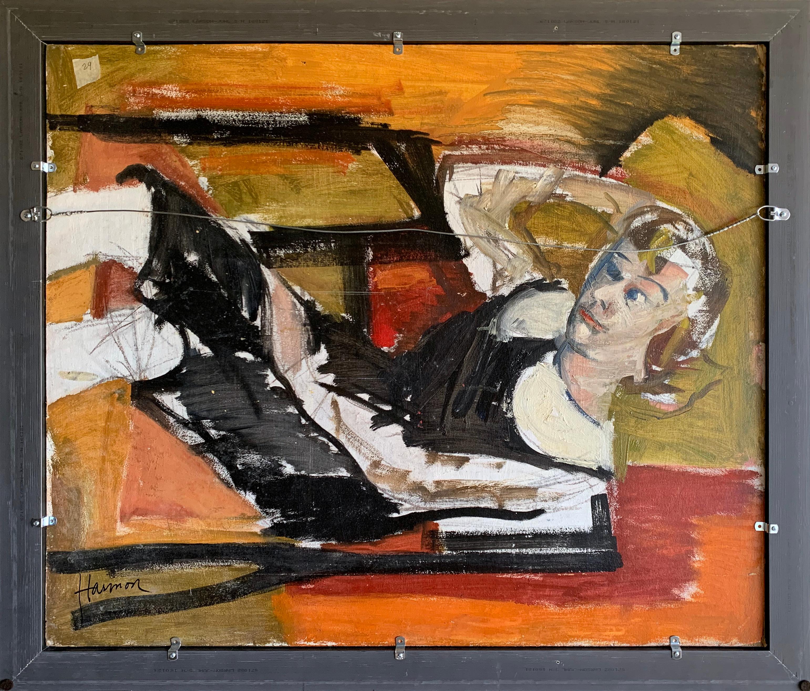 Calcetines de rodilla Chica,  Retrato de un artista de Filadelfia - Painting Expresionista de Bernard Harmon
