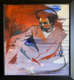 Modern Man, Expressionist Portrait in Red, White, and Blue