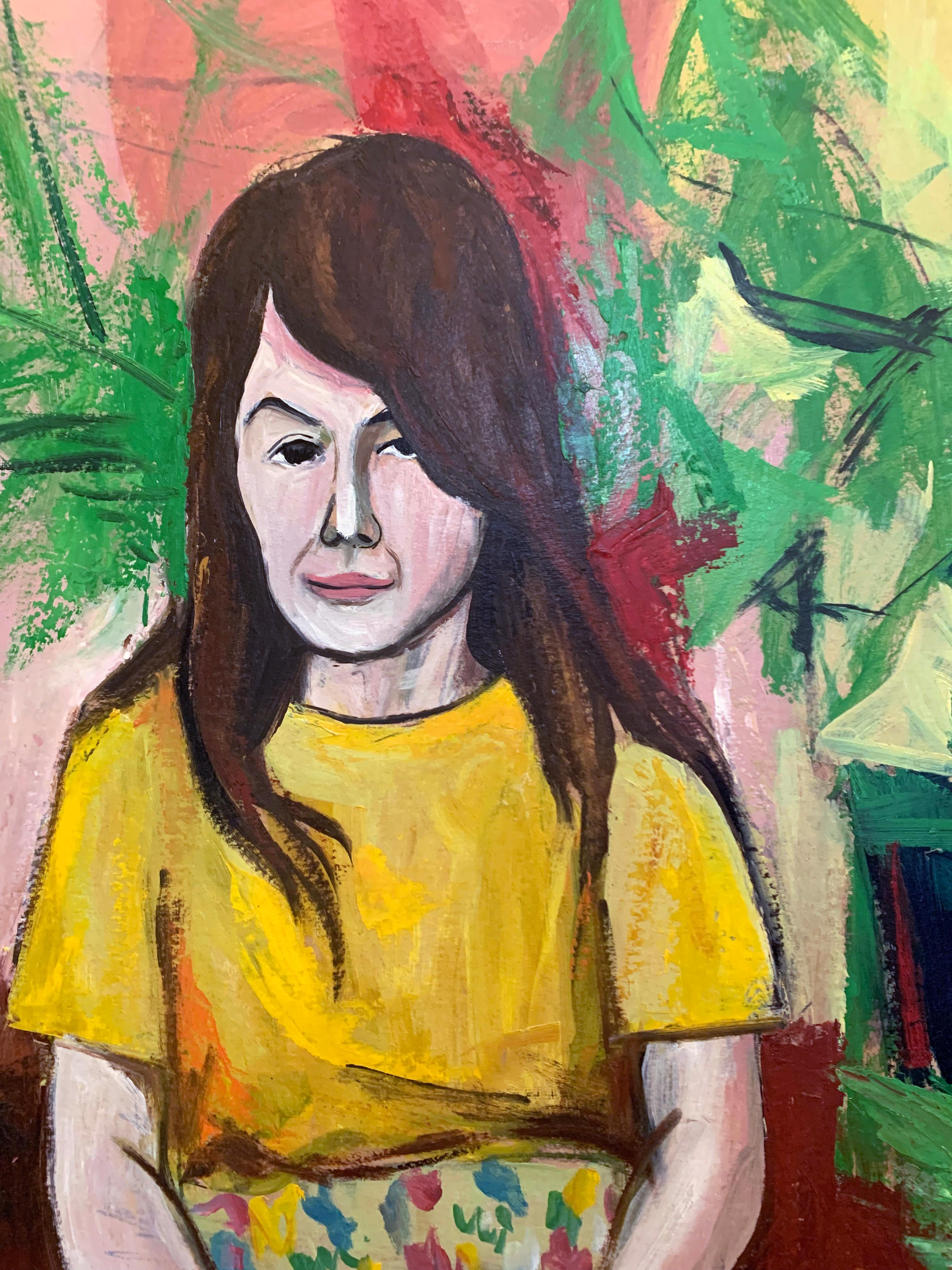 woman with plants painting