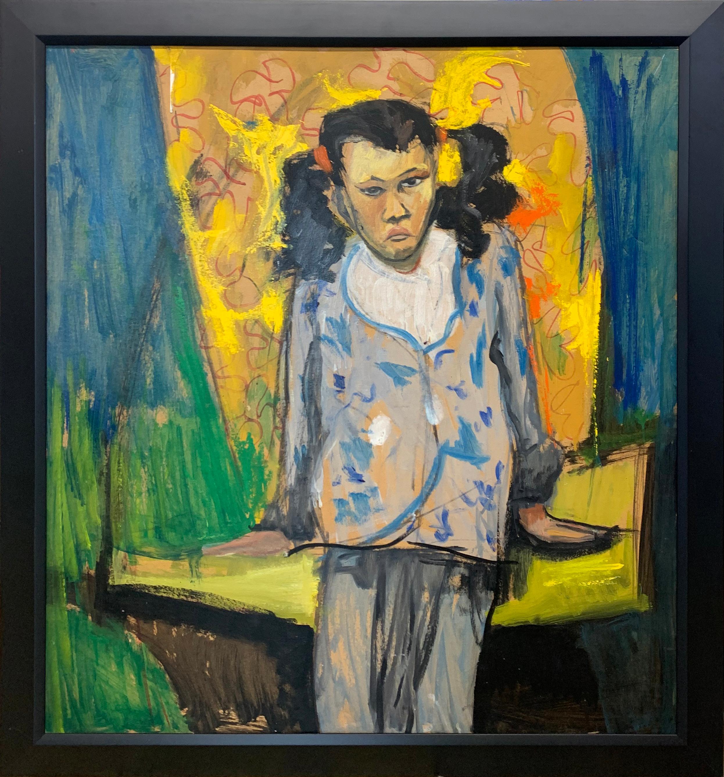 Expressionistische Muster und Formen, Porträt des Künstlers aus Philadelphia (Schwarz), Figurative Painting, von Bernard Harmon