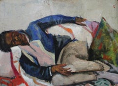 Retro Resting, Expressionist Portrait of Young Man by Philadelphia Artist