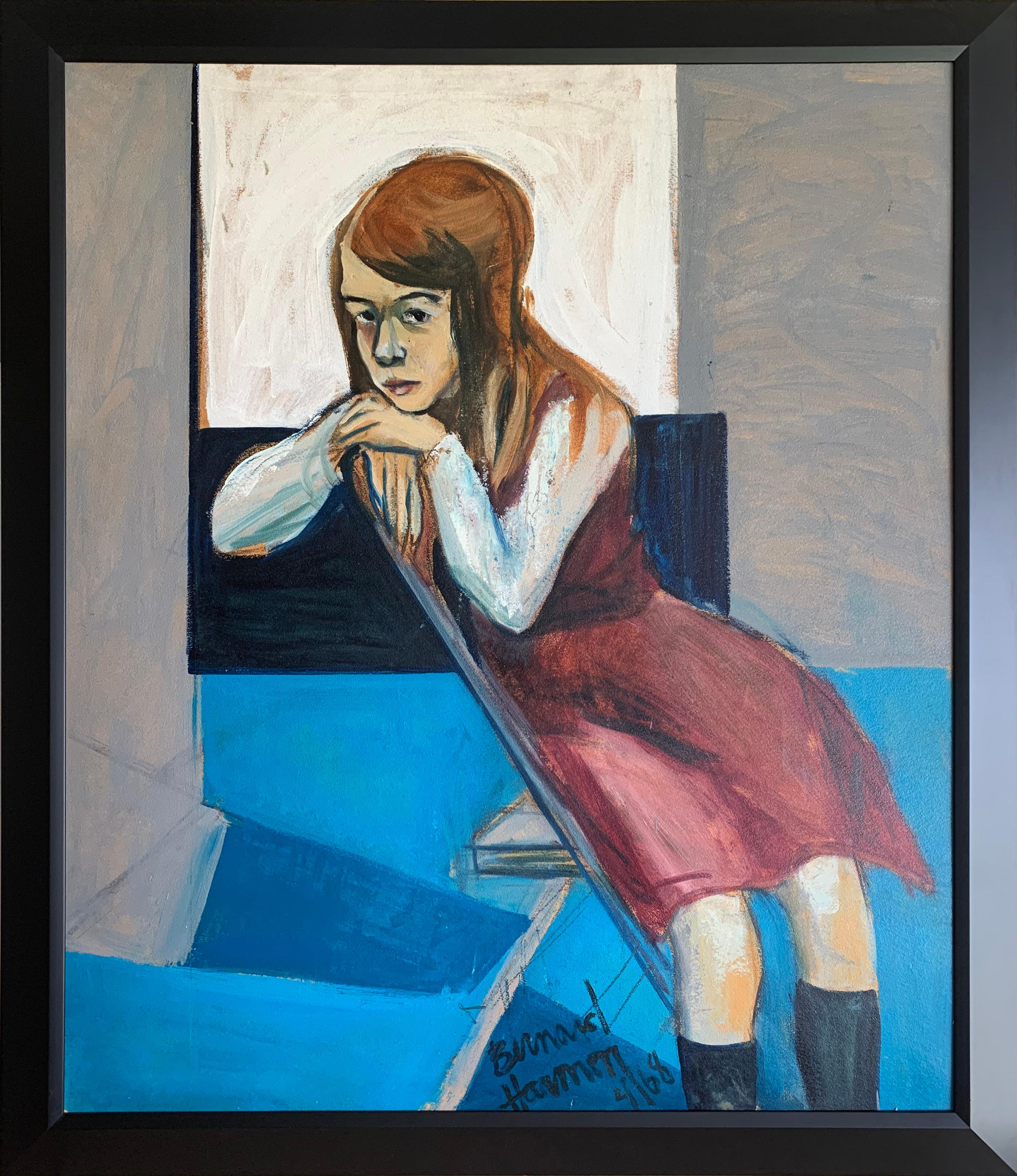 School Girl, Expressionist Portrait by Philadelphia Artist - Painting by Bernard Harmon