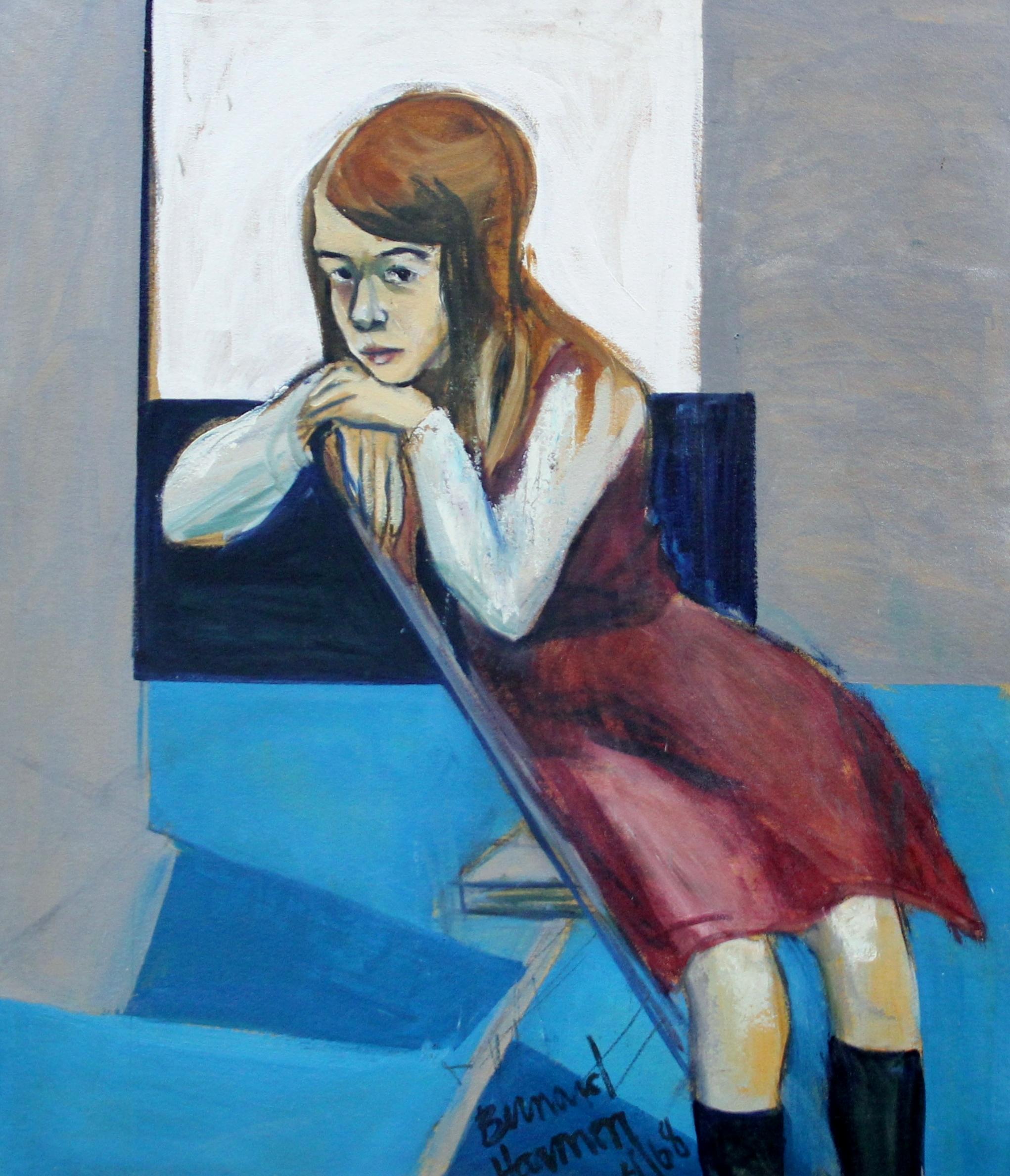 Bernard Harmon Portrait Painting - School Girl, Expressionist Portrait by Philadelphia Artist