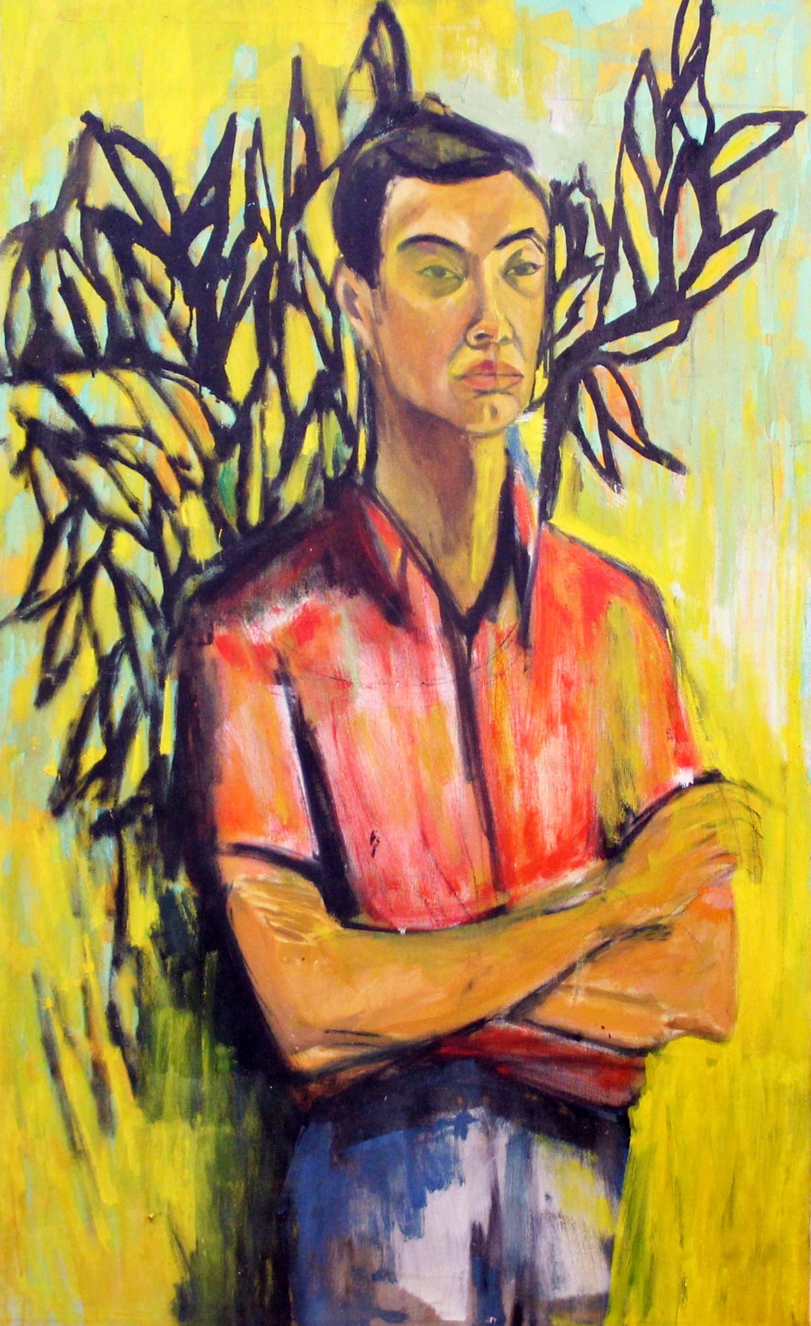 Bernard Harmon Portrait Painting - Self Portrait, Expressionist Figurative Portrait by Philadelphia Artist