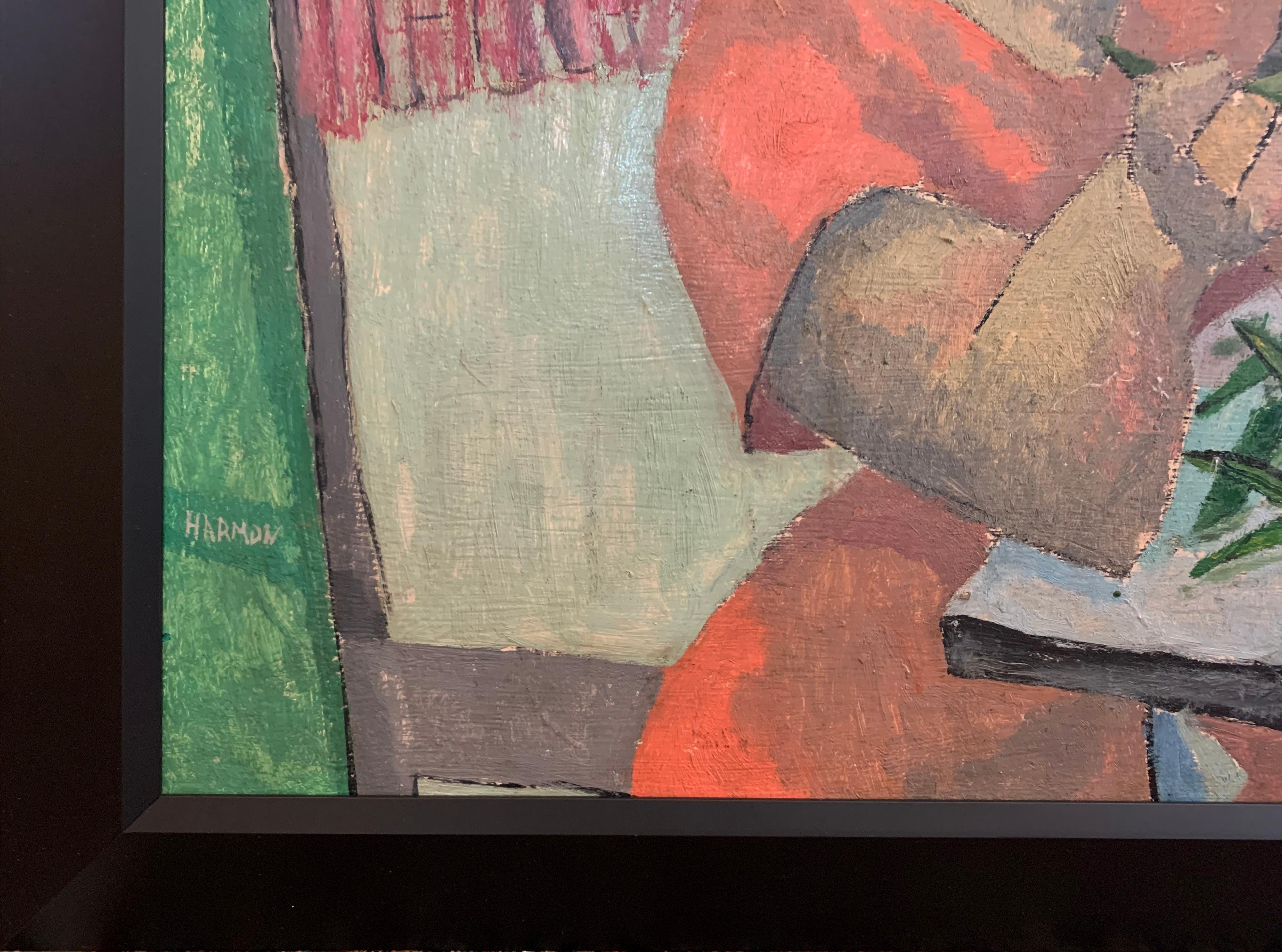 Zuckererbsen, Expressionist  Porträt einer jungen Frau von Künstlerin aus Philadelphia (Expressionismus), Painting, von Bernard Harmon