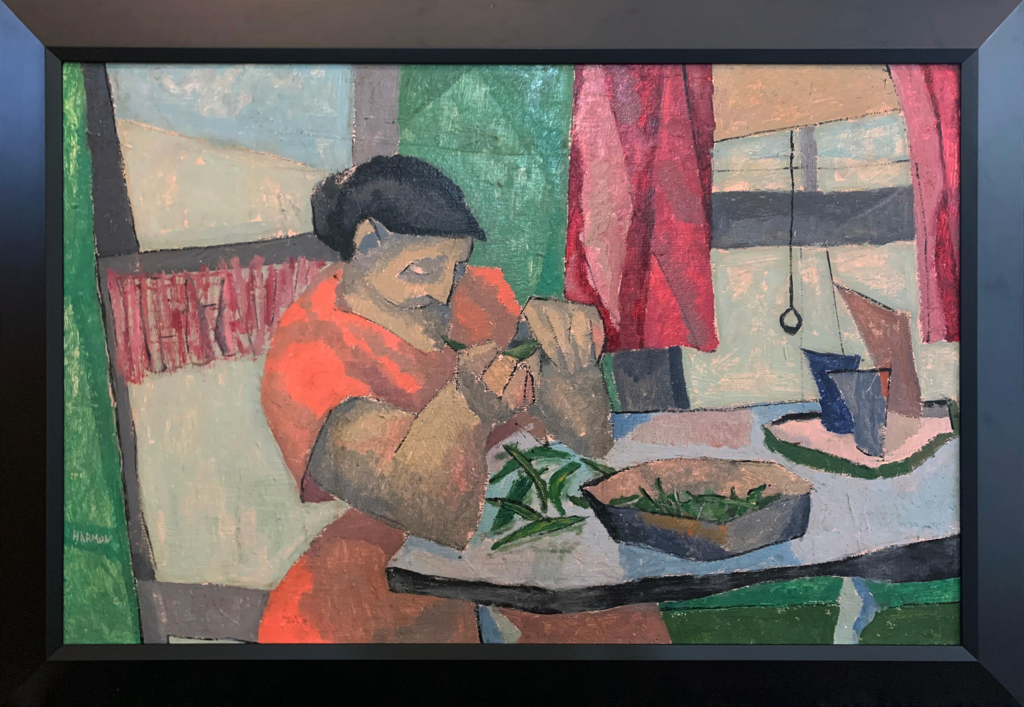 Snap Peas, Expressionist  Portrait of Young Woman by Philadelphia Artist