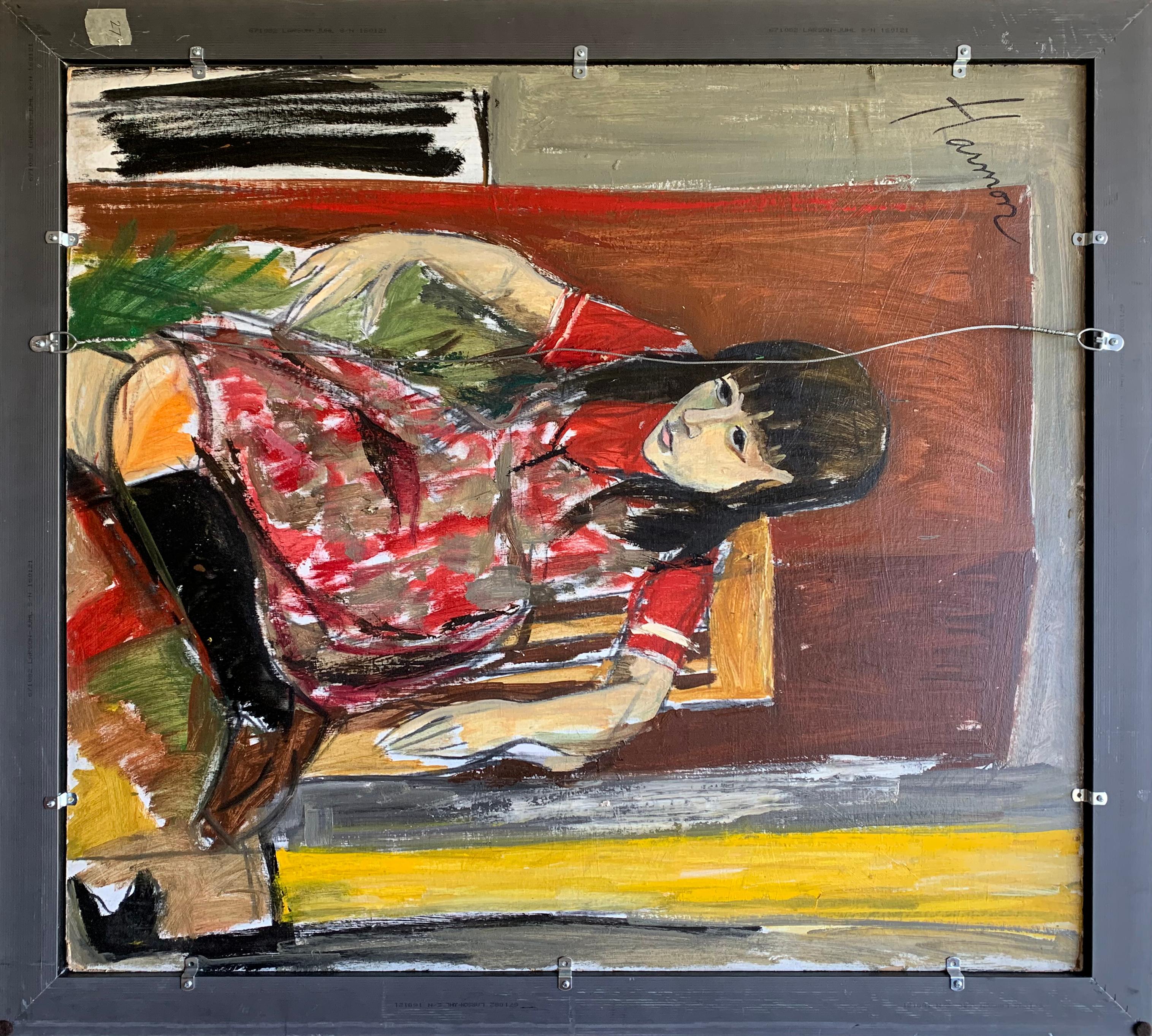 Deux filles à l'école, portrait expressionniste d'un artiste de Philadelphie - Expressionniste Painting par Bernard Harmon
