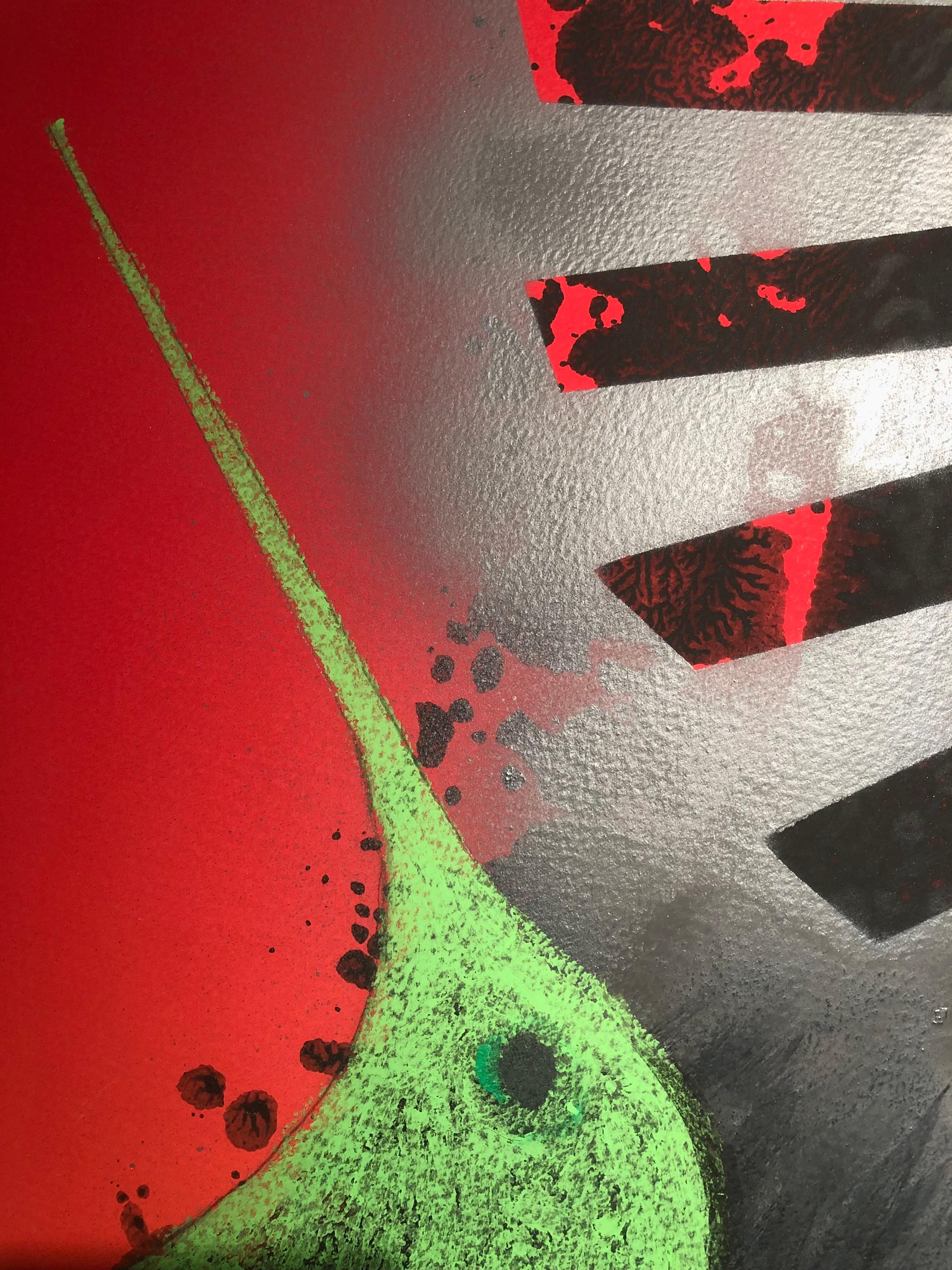 Cette composition s'inspire de la commande de l'artiste
Sculptures. Colibri stylisé par des formes géométriques signifiant l'espace,
la forme et les lignes.