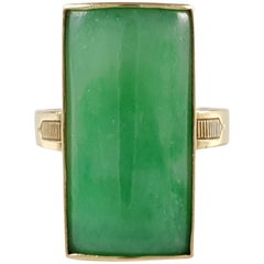 Bernard Instone 18 Karat Yellow Gold Apple Green Jade Ring