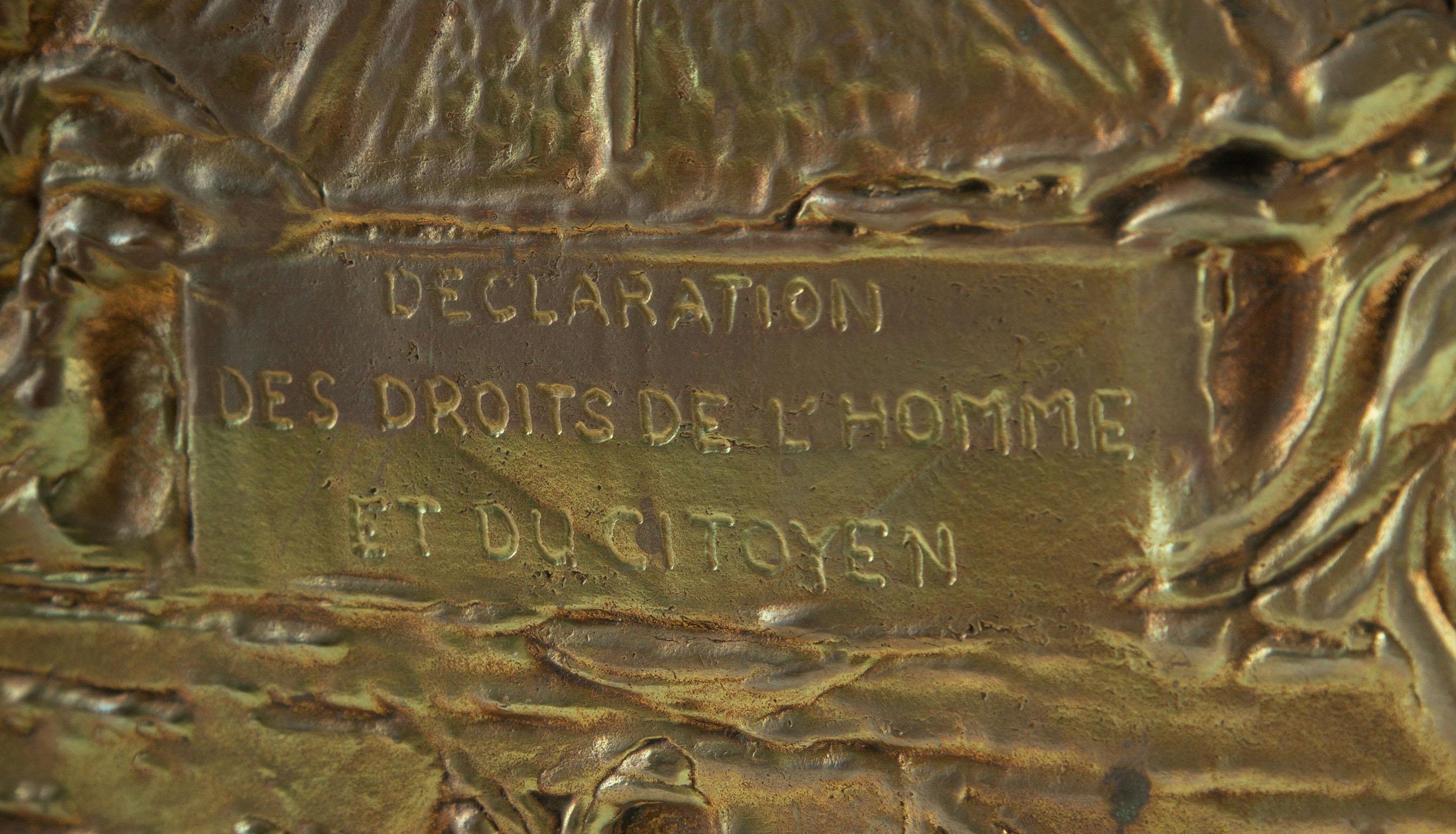 Bernard Jobin Bronze Relief Beistelltische mit Revolutionären und Ginkgo-Motiven im Angebot 12