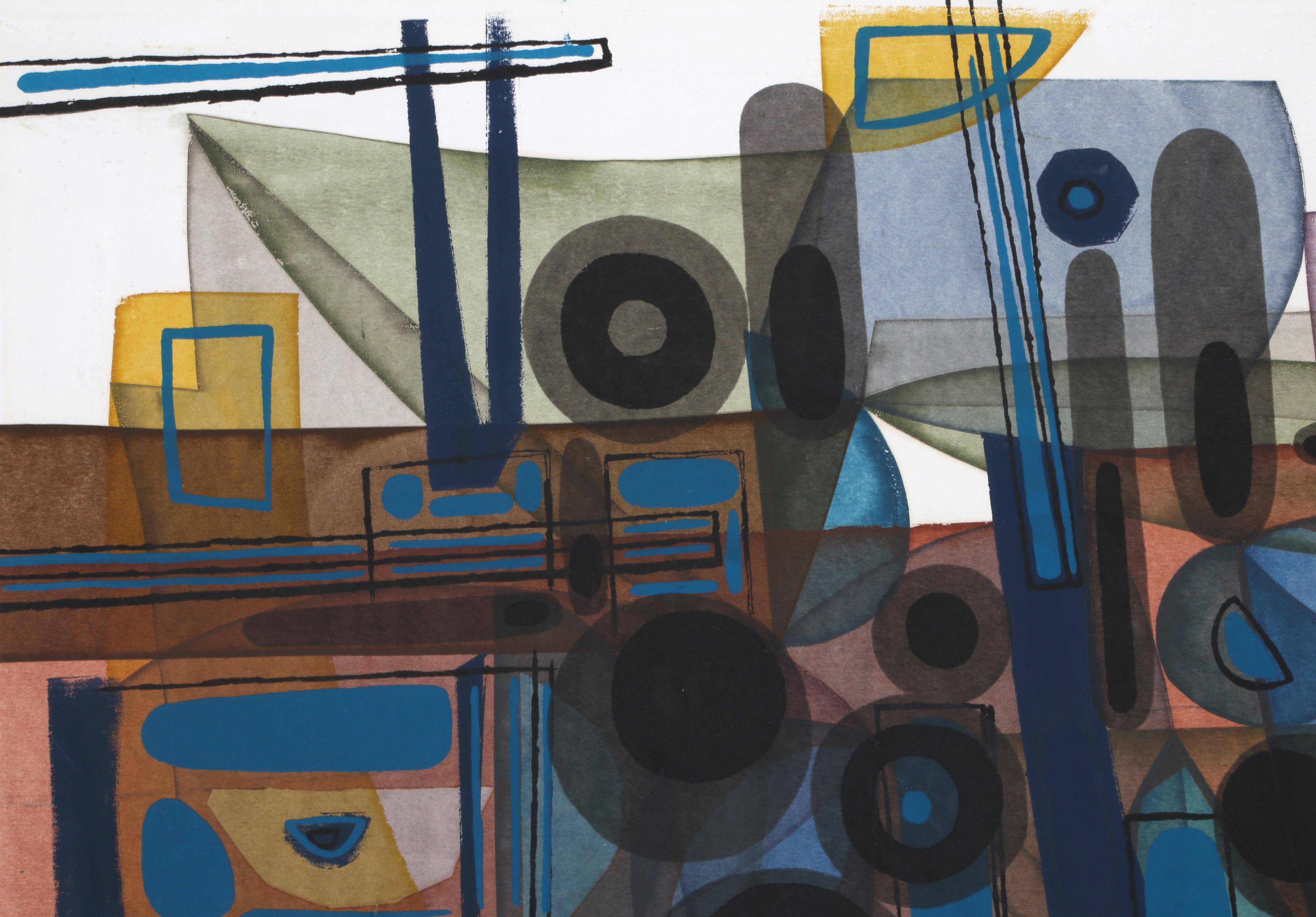 Abstract Composition, Silkscreen by Bernard Joseph Steffen - Abstract Geometric Print by Steffen, Bernard Joseph
