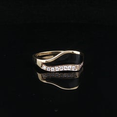 Bernard K Passman 18k Yellow Gold Black Coral & .08ct Diamond Wavy Band Ring