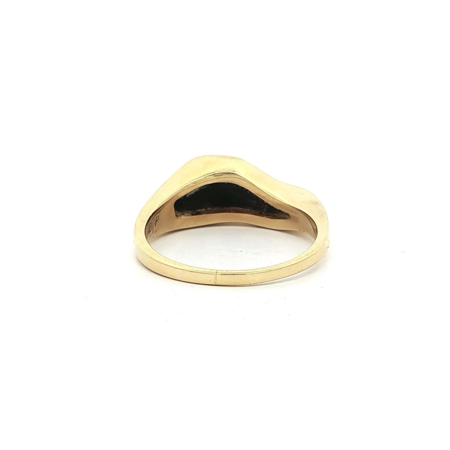 Bernard K Passman Anello a fascia ondulata in oro giallo 18 carati con corallo nero e diamante da 0,08 carati 3