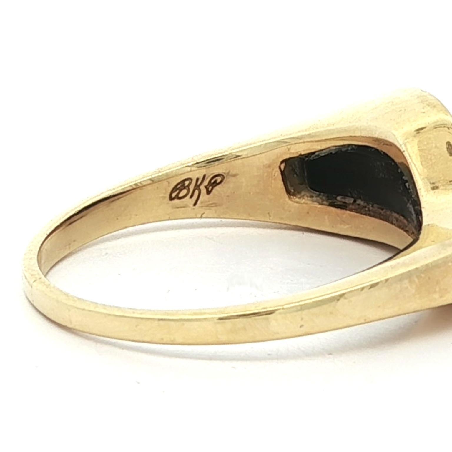 Bernard K Passman Anello a fascia ondulata in oro giallo 18 carati con corallo nero e diamante da 0,08 carati 4