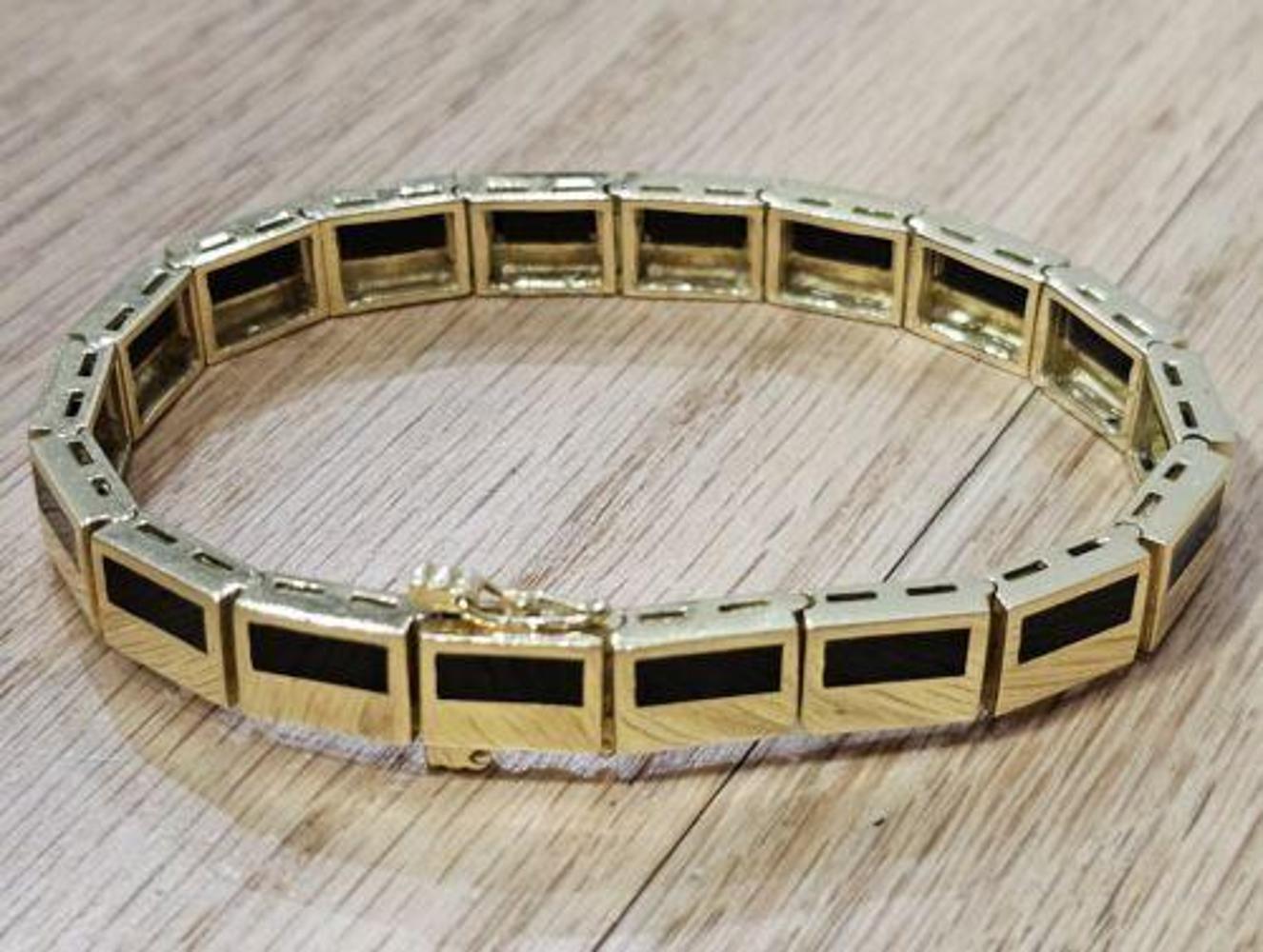 Bernard K Passman Armband Schwarze Koralle 18k Gold 7,75