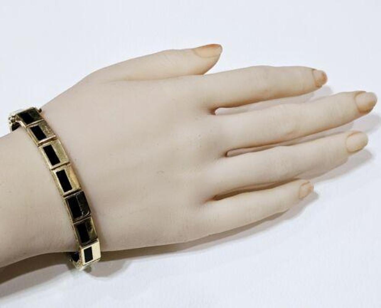 Bernard K Passman Armband Schwarze Koralle 18k Gold 7,75