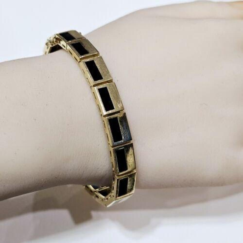 Bernard K Passman Armband Schwarze Koralle 18k Gold 7,75