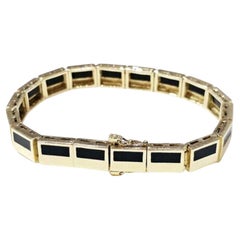 Bernard K Passman Armband Schwarze Koralle 18k Gold 7,75" Schwer 47g