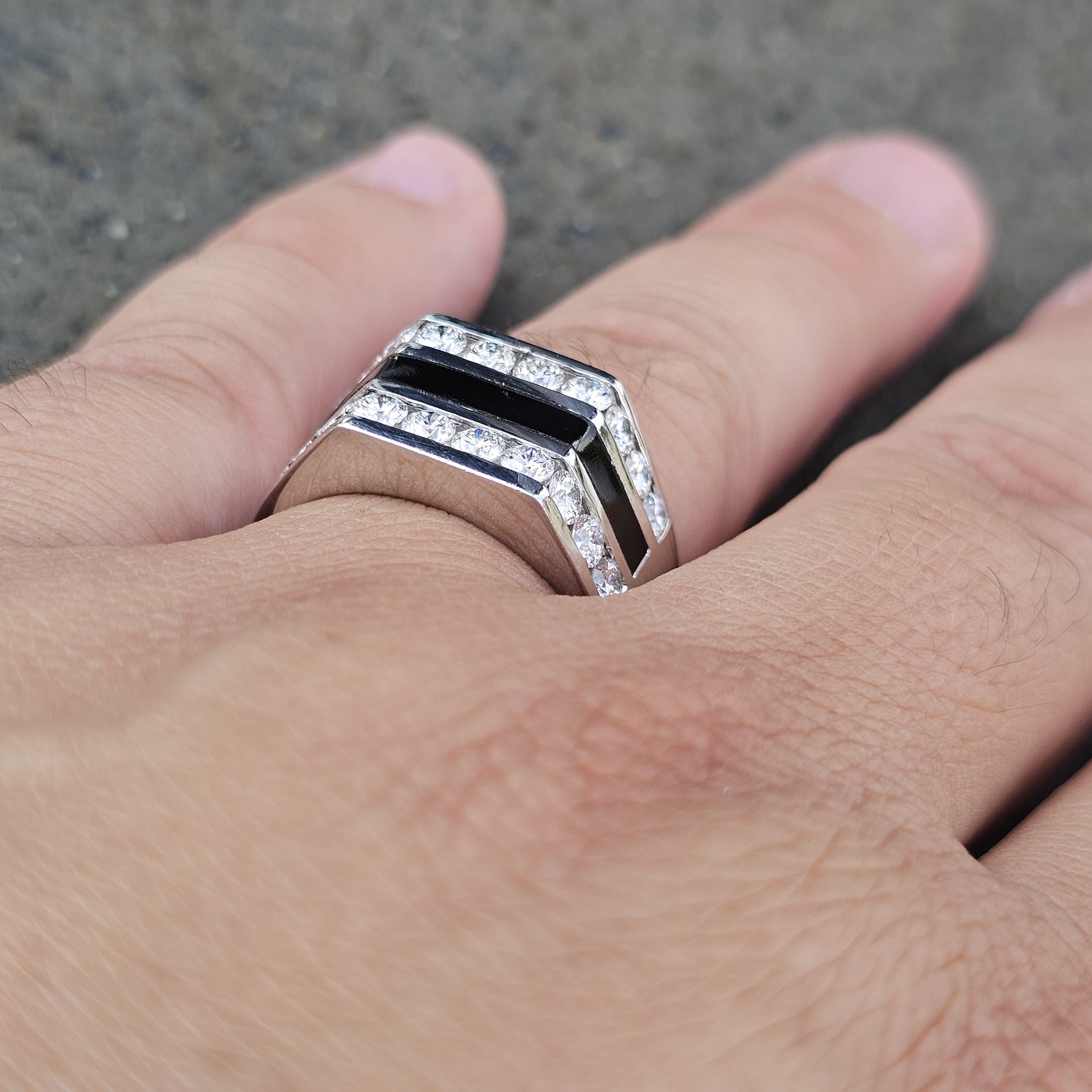 Bernard K.K. Passman Anello da uomo in platino con diamante nero e corallo sz 12 in vendita 2