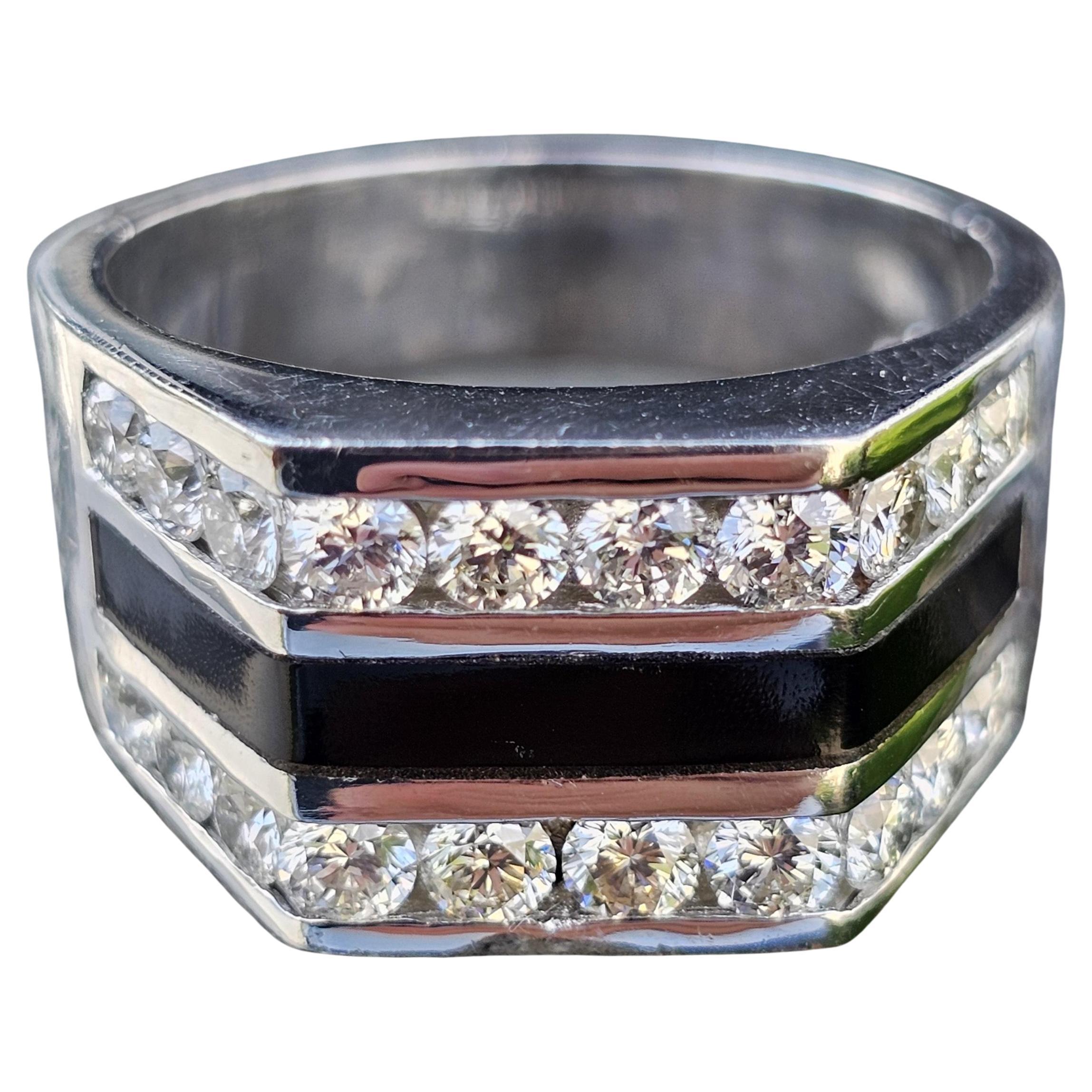 Bernard K.K. Passman Anello da uomo in platino con diamante nero e corallo sz 12 in vendita