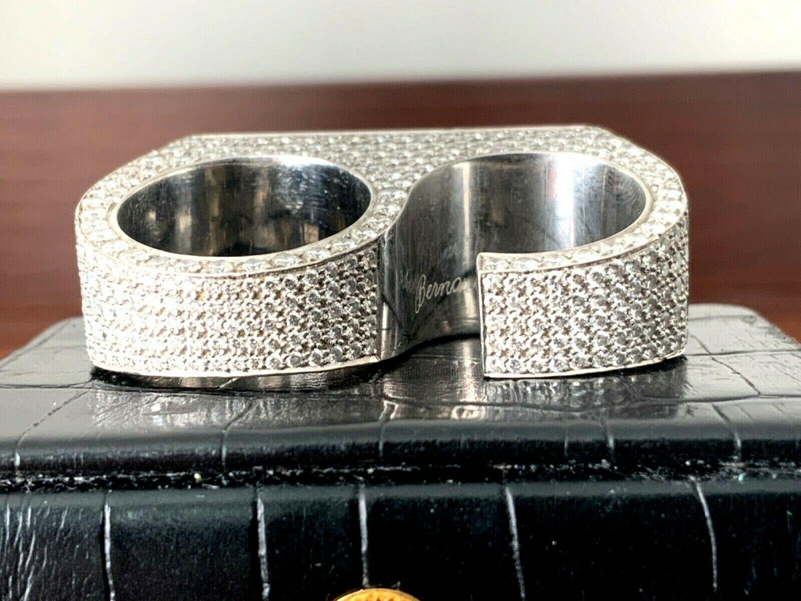 Bernard K Passman Platinum Diamond and Black Coral Two Finger Ring 8 Carat, 2012 In Good Condition In Middletown, DE