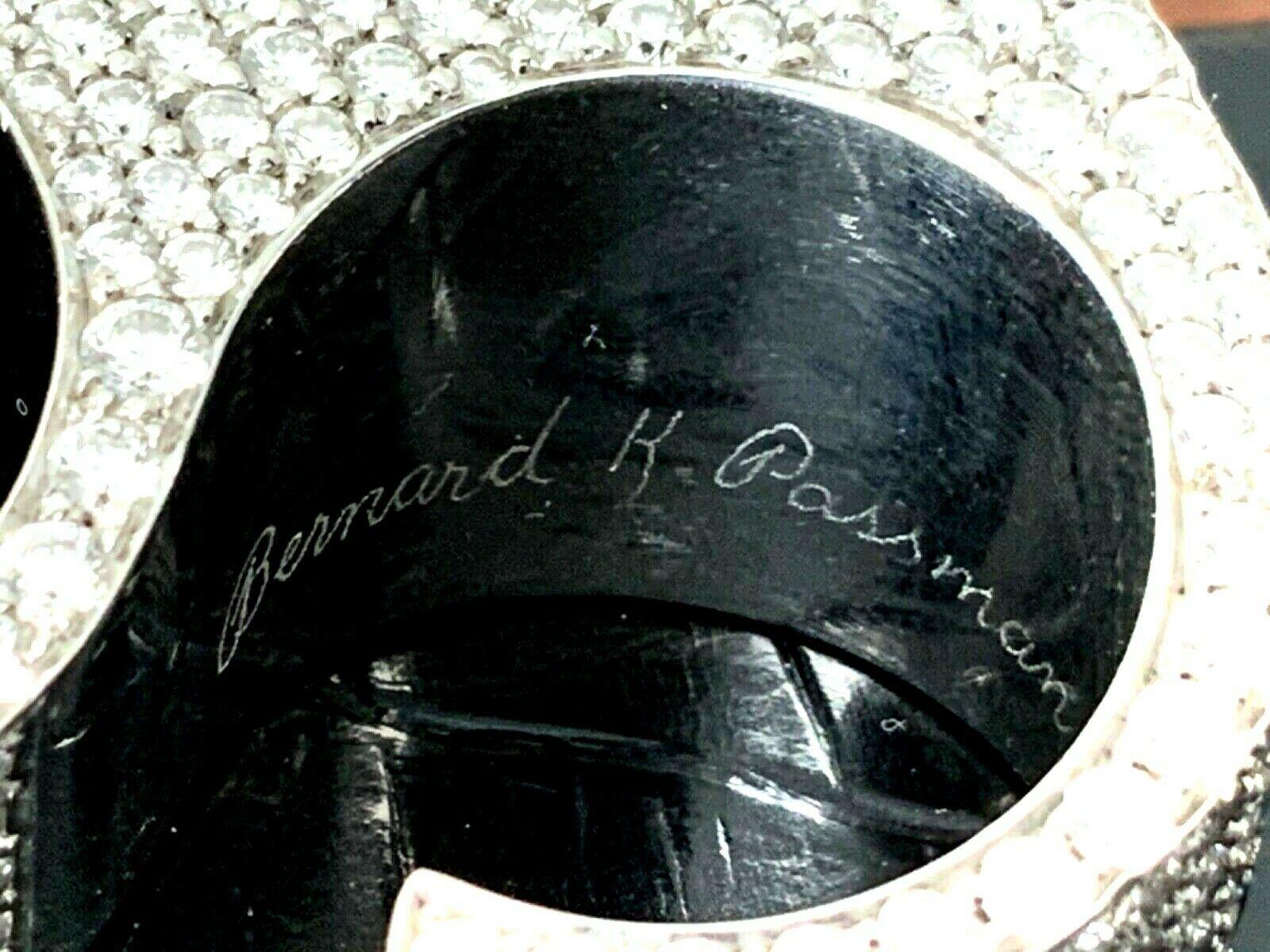 Bernard K Passman Platinum Diamond and Black Coral Two Finger Ring 8 Carat, 2012 1
