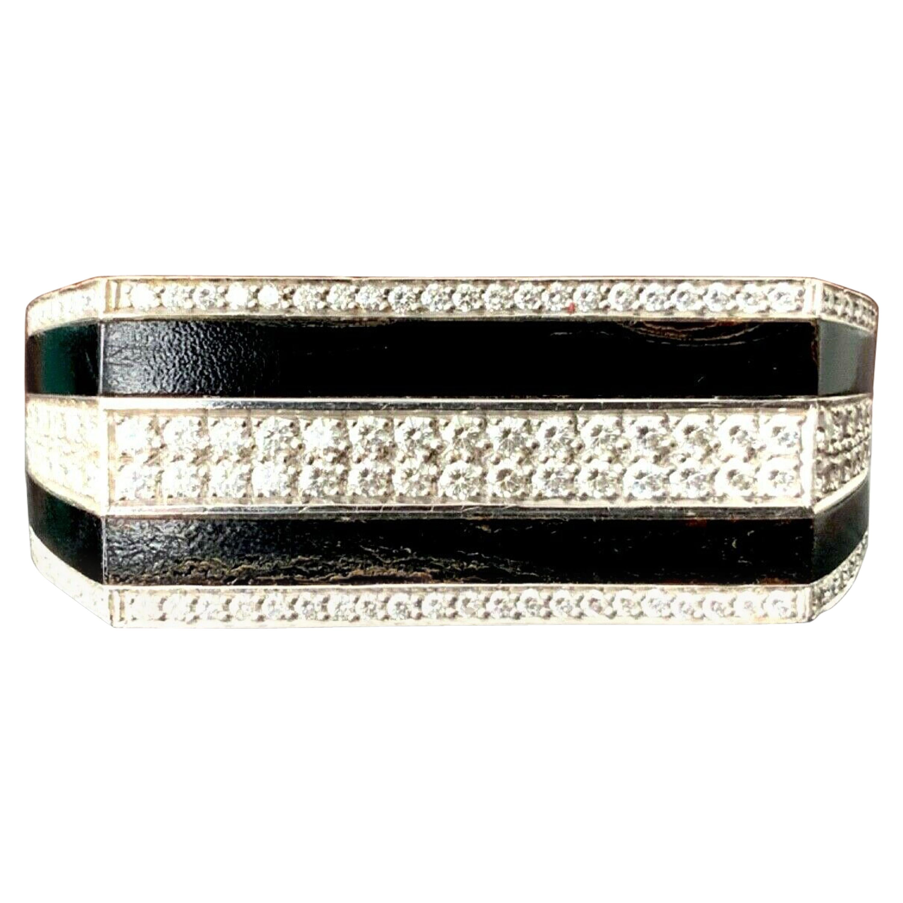 Bernard K Passman Platinum Diamond and Black Coral Two Finger Ring 8 Carat, 2012