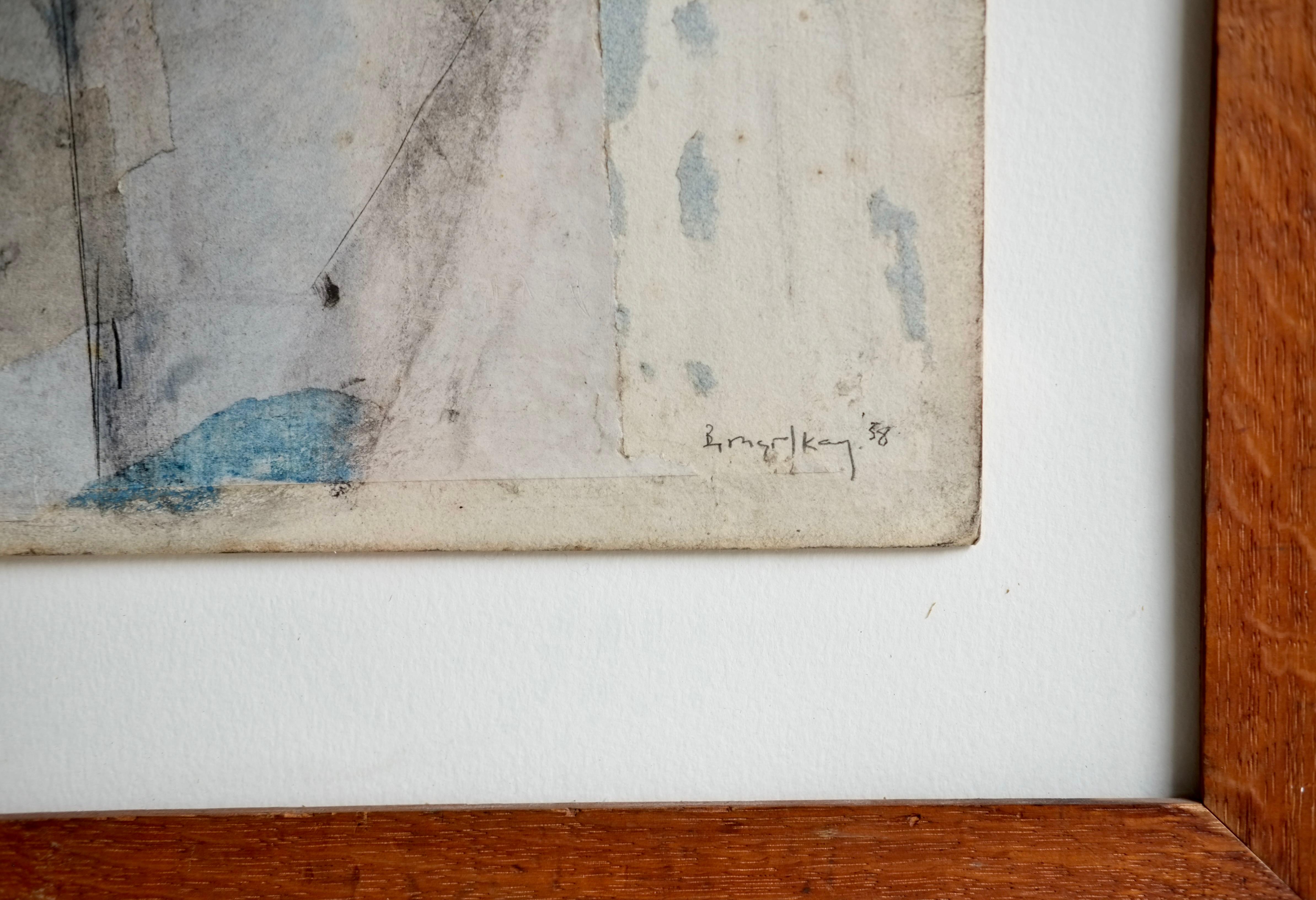 Una tinta abstracta sin título, acuarela y collage del pintor, grabador y profesor británico Bernard Kay (1927-2021), fechada en 1958. 

Enmarcado en un marco de principios del siglo XX con cristal.

H 54 W 38 

Enmarcado H 68 W 51 cm