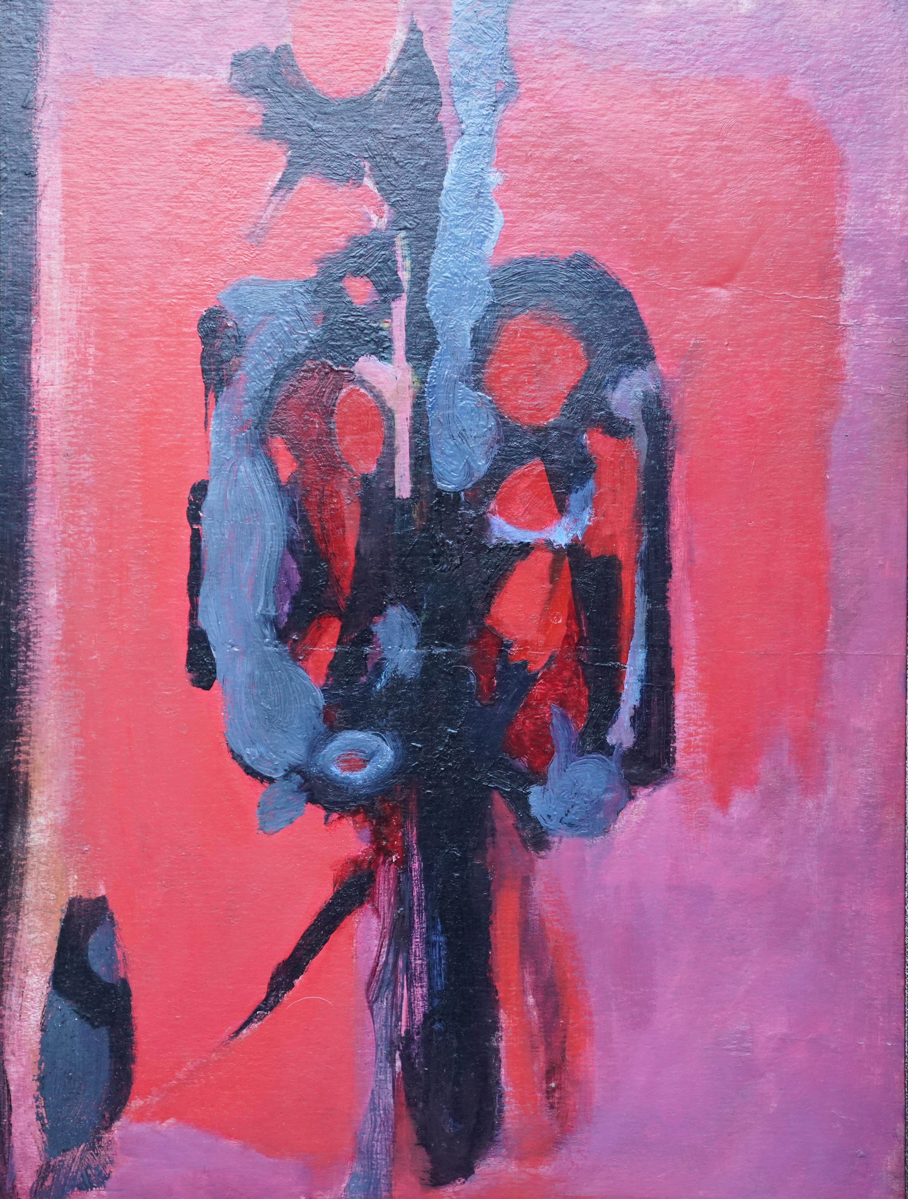 Red Abstract, London 1955 - British Abstract Expressionist art oil painting - Painting by Bernard Kay