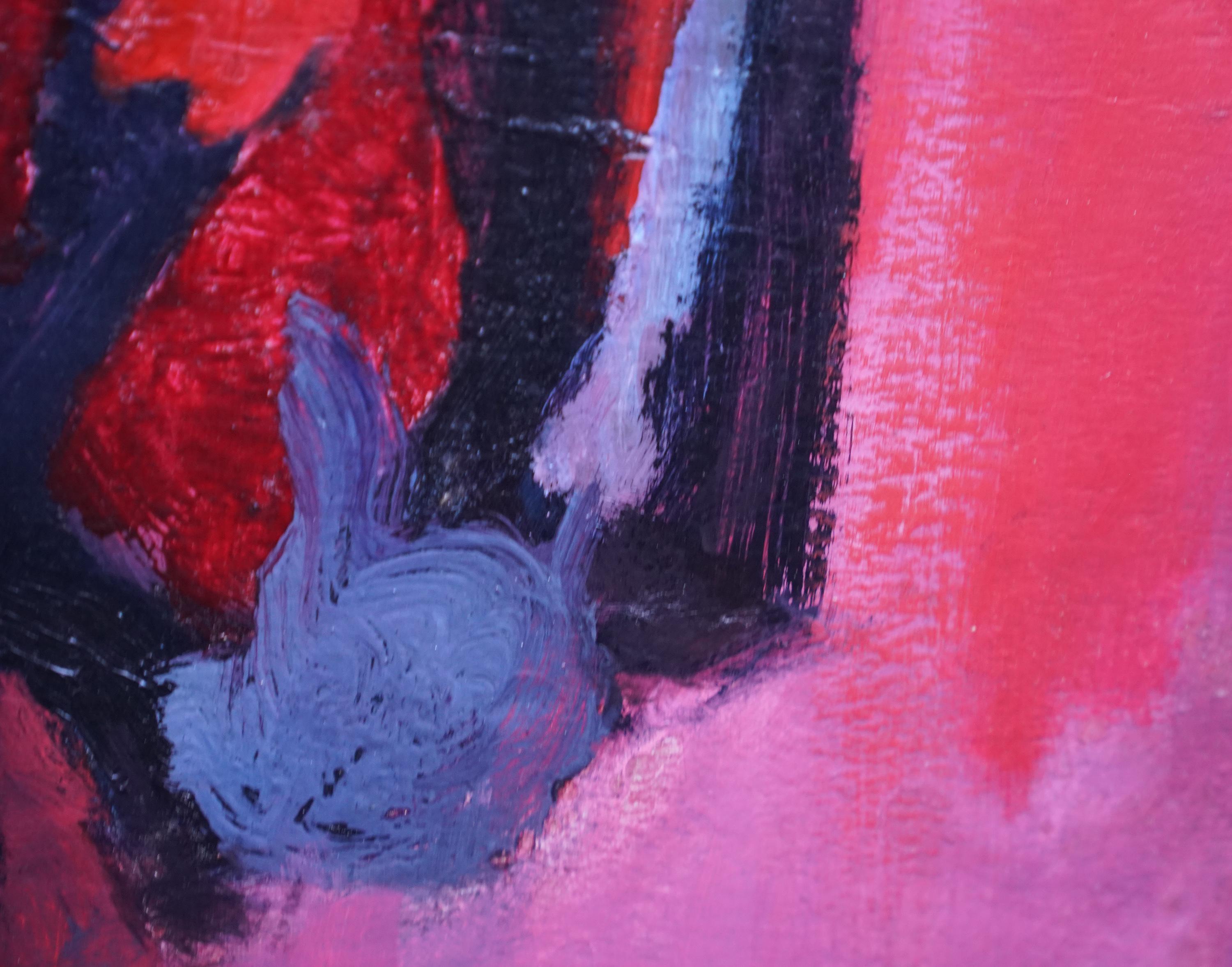 Red Abstract, London 1955 - Ölgemälde des britischen abstrakten Expressionismus im Angebot 3